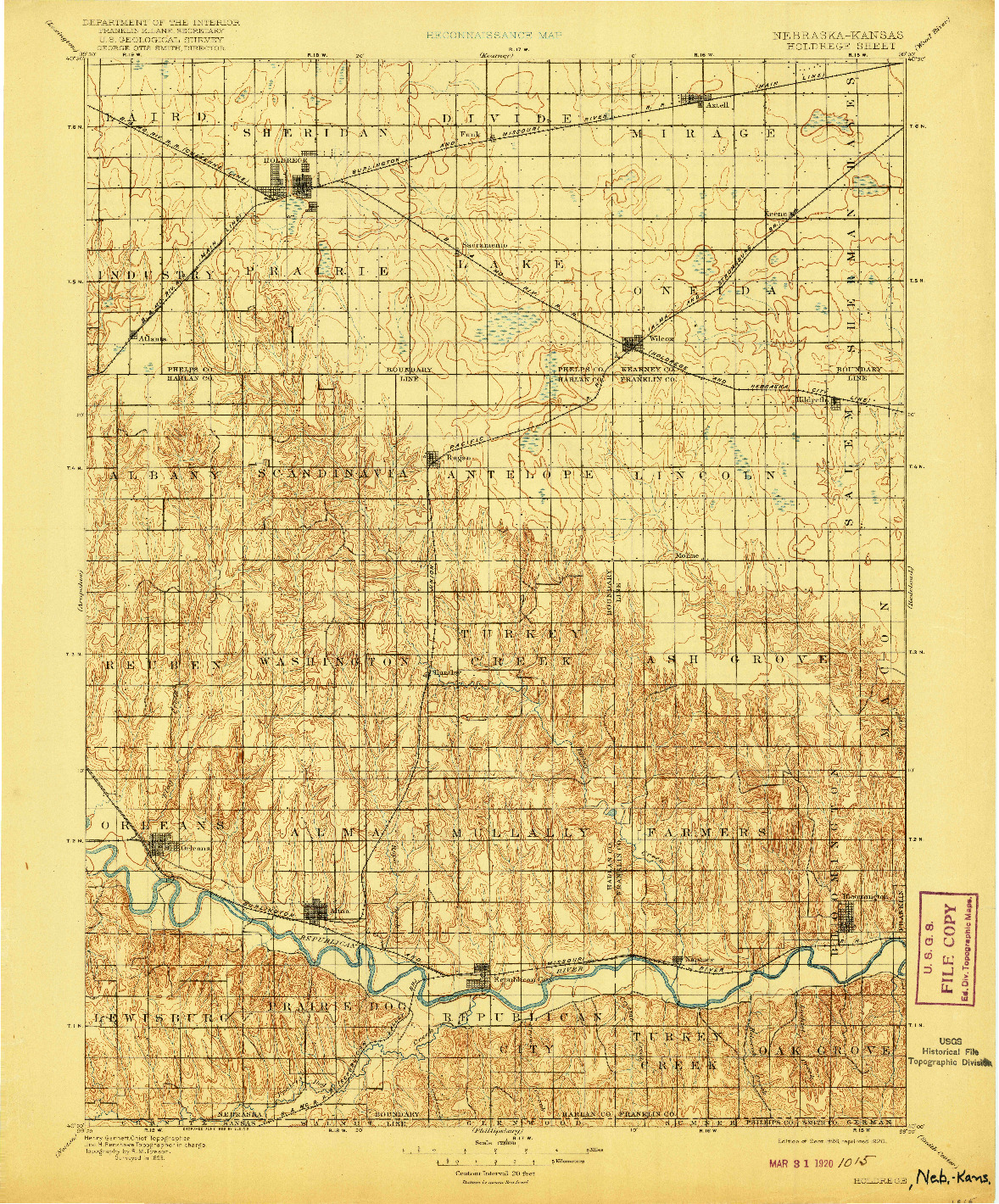 USGS 1:125000-SCALE QUADRANGLE FOR HOLDREGE, NE 1896