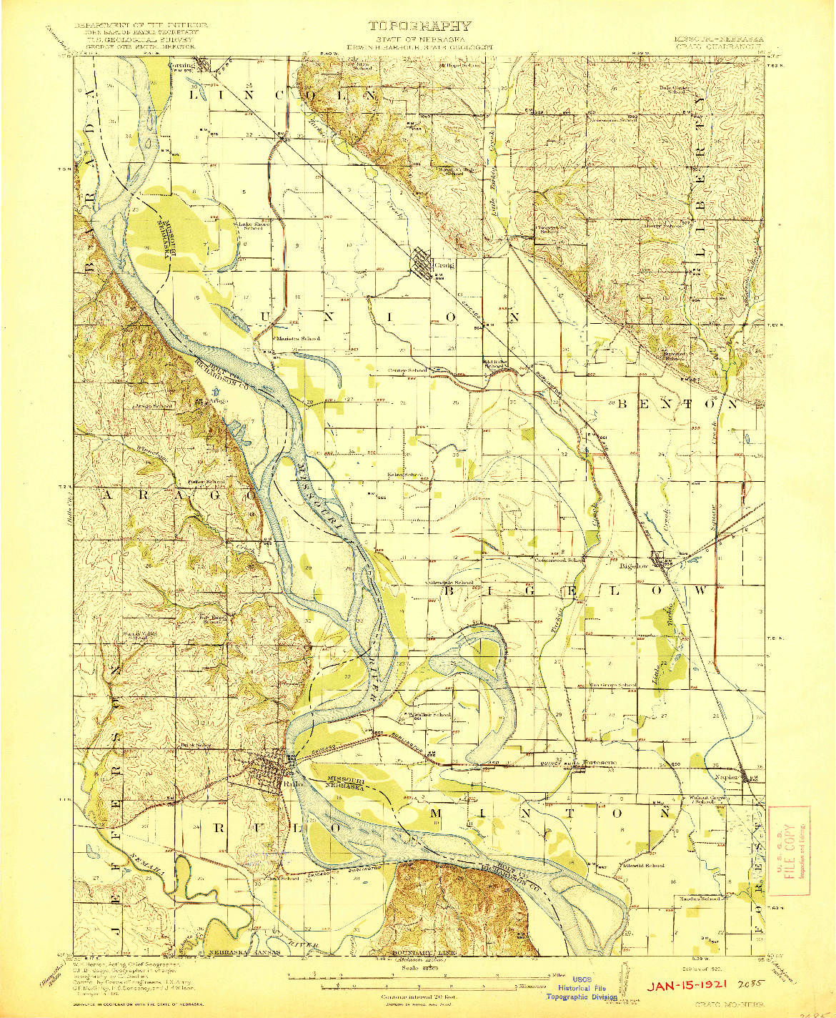 USGS 1:62500-SCALE QUADRANGLE FOR CRAIG, MO 1920