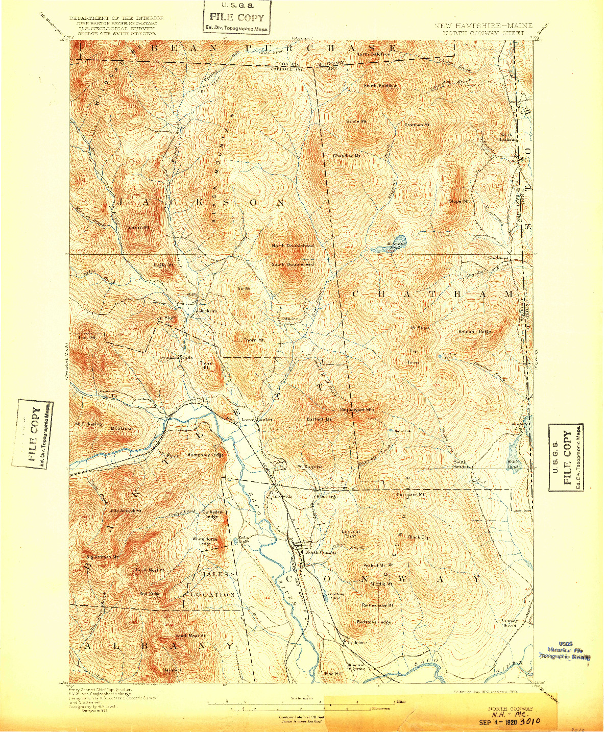 USGS 1:62500-SCALE QUADRANGLE FOR NORTH CONWAY, NH 1896