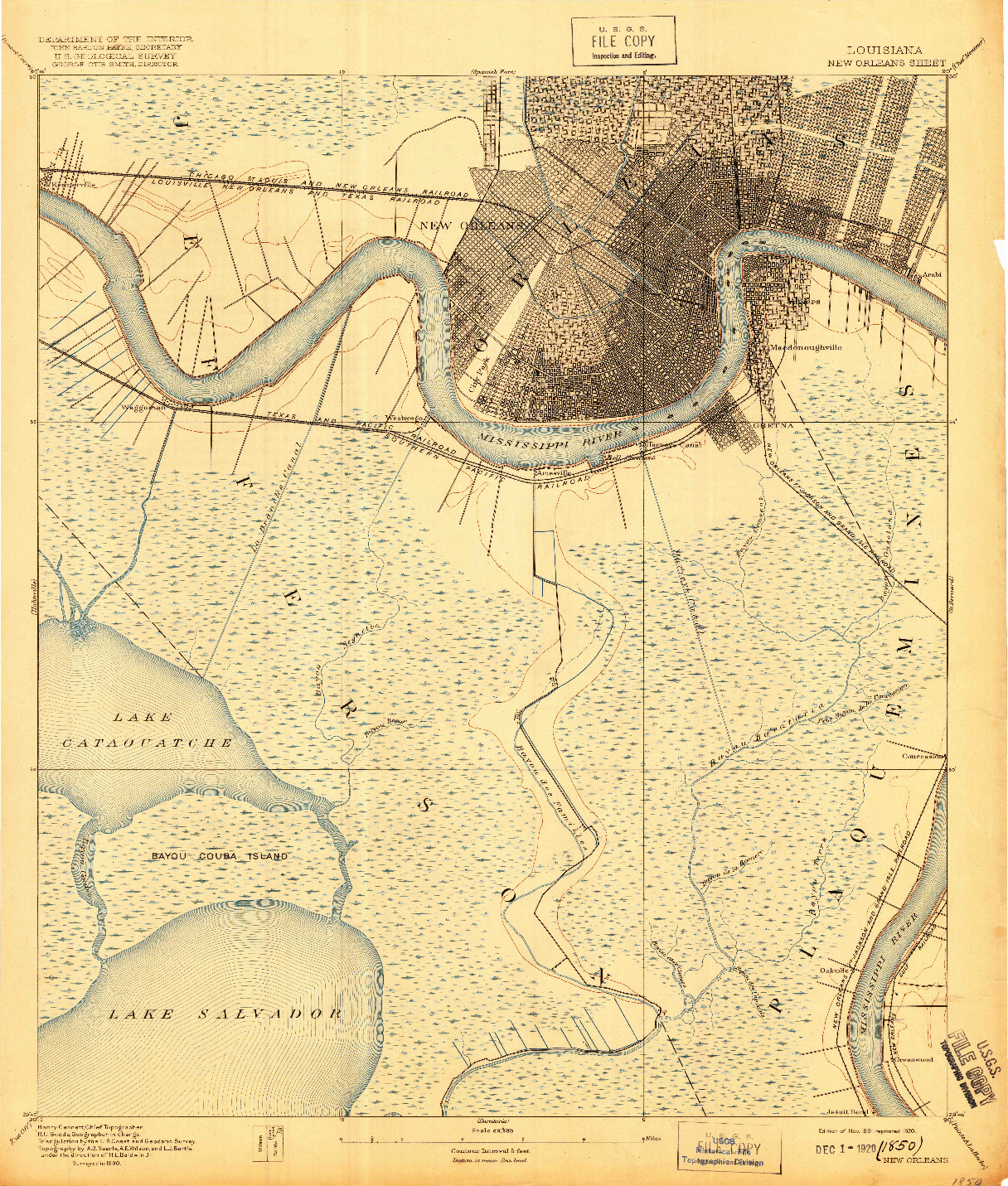 USGS 1:62500-SCALE QUADRANGLE FOR NEW ORLEANS, LA 1891