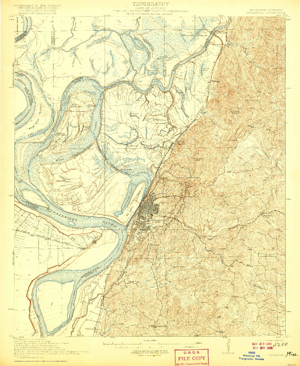 USGS 1:62500-SCALE QUADRANGLE FOR VICKSBURG, MS 1918