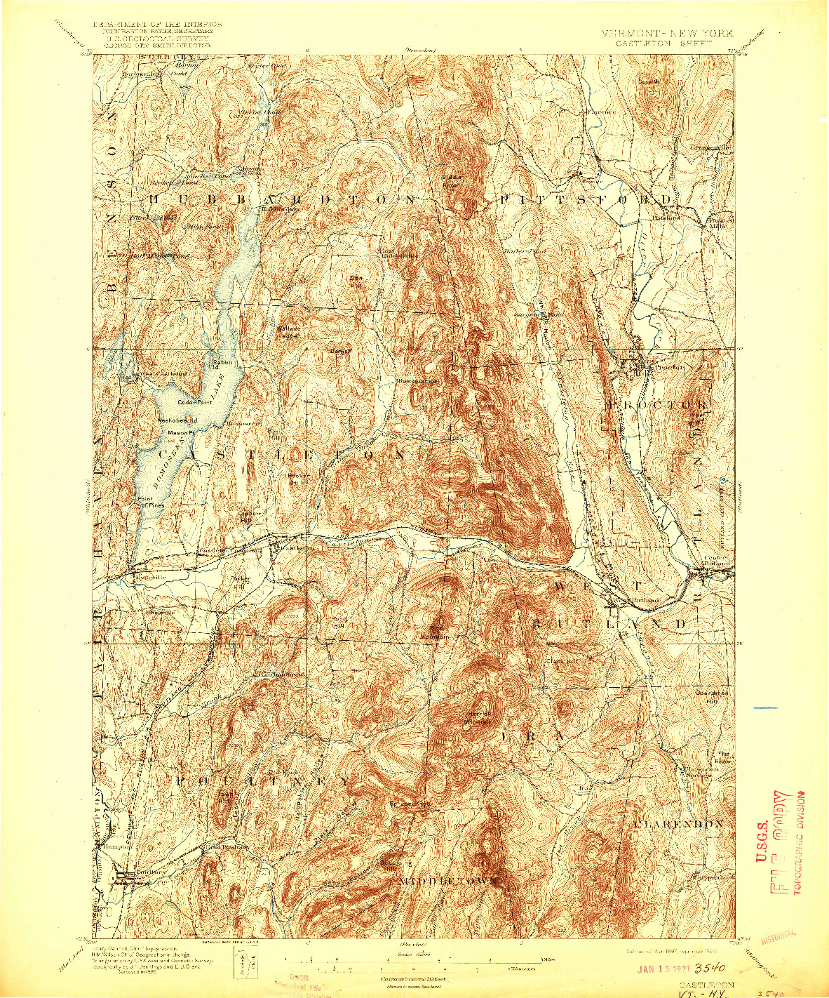 USGS 1:62500-SCALE QUADRANGLE FOR CASTLETON, VT 1897