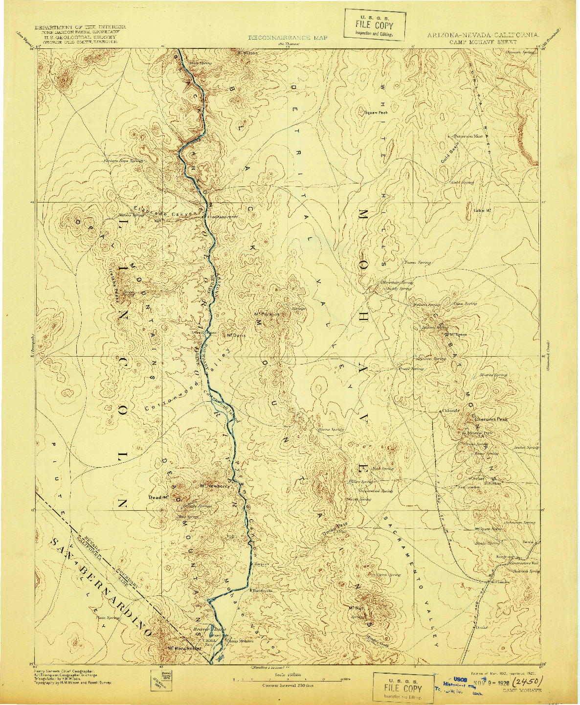 USGS 1:250000-SCALE QUADRANGLE FOR CAMP MOHAVE, AZ 1892