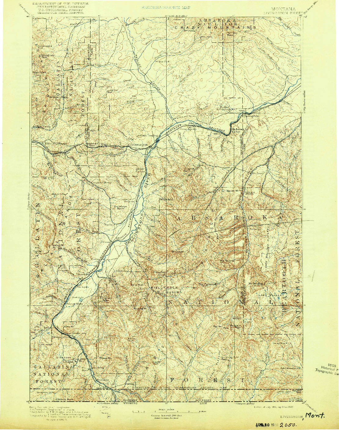 USGS 1:250000-SCALE QUADRANGLE FOR LIVINGSTON, MT 1893