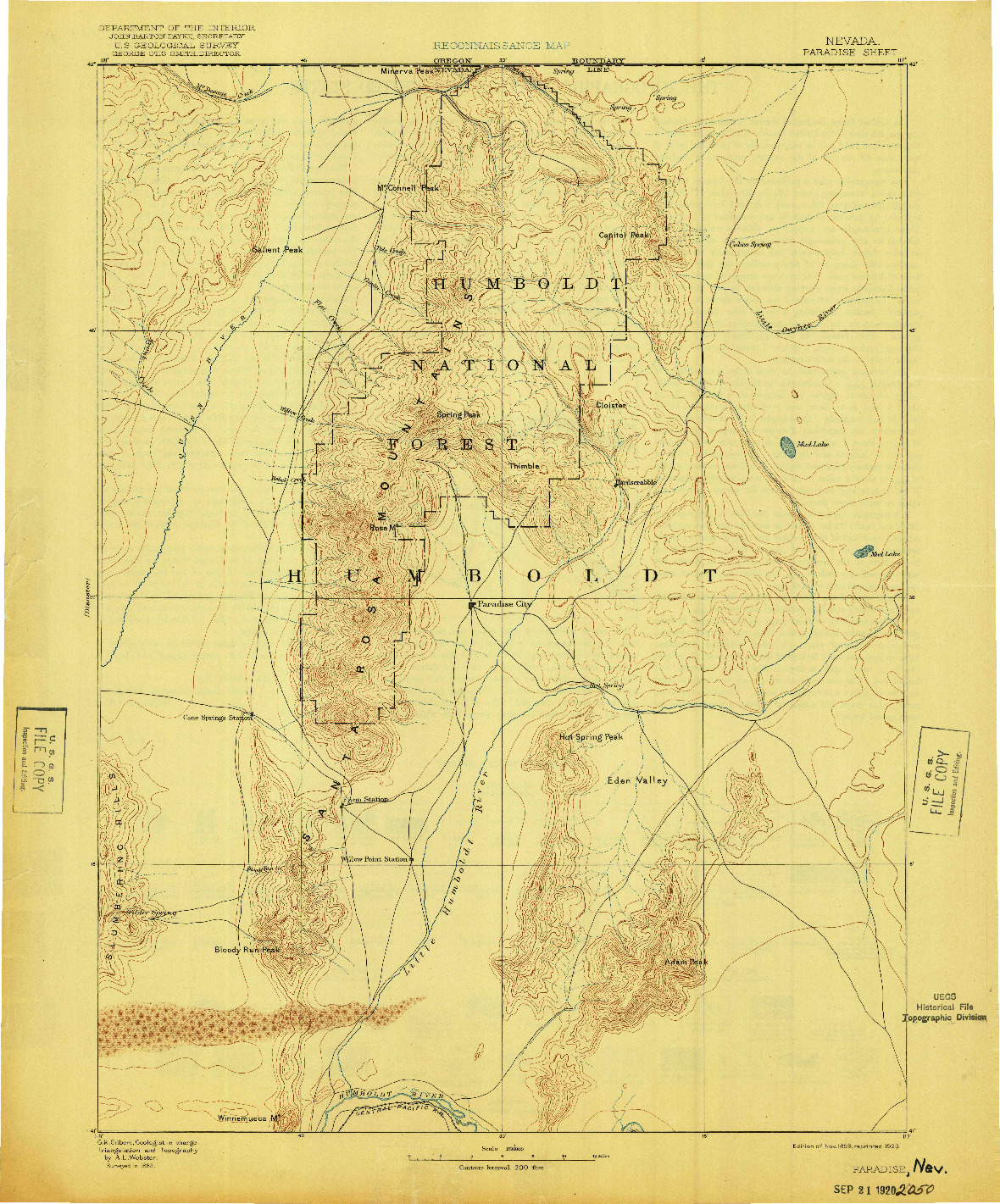 USGS 1:250000-SCALE QUADRANGLE FOR PARADISE, NV 1893