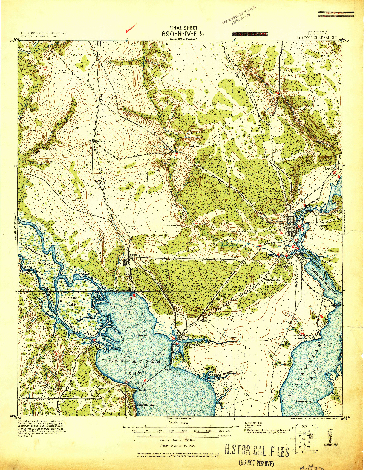USGS 1:62500-SCALE QUADRANGLE FOR MILTON, FL 1920