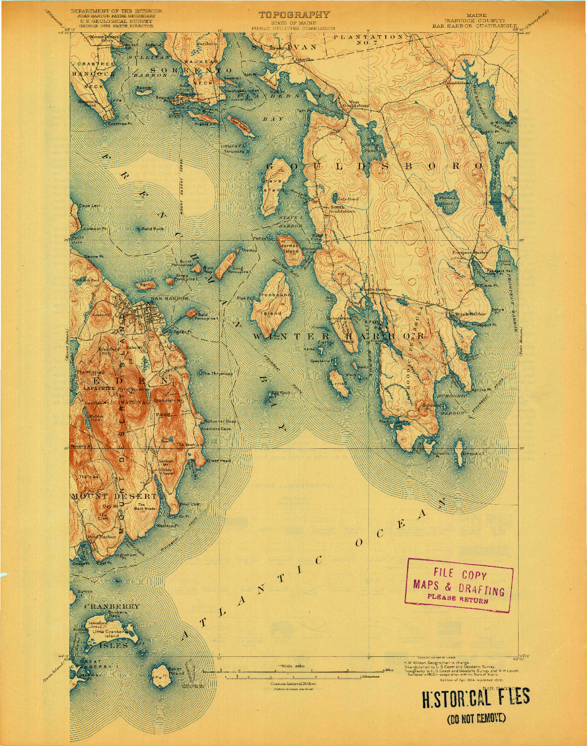 USGS 1:62500-SCALE QUADRANGLE FOR BAR HARBOR, ME 1904