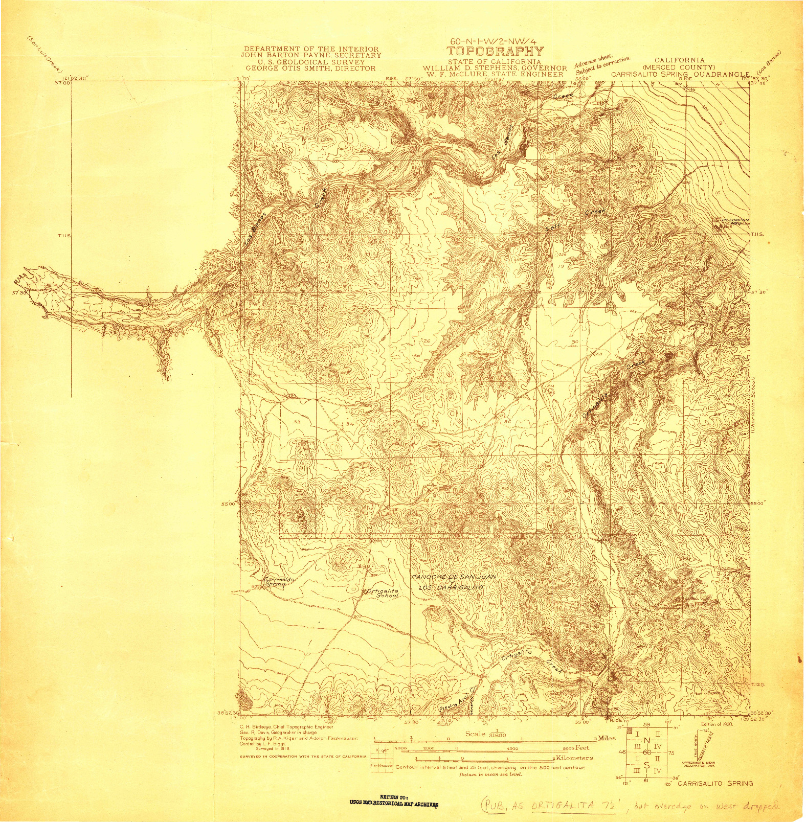 USGS 1:31680-SCALE QUADRANGLE FOR CARRISALITO SPRING, CA 1920