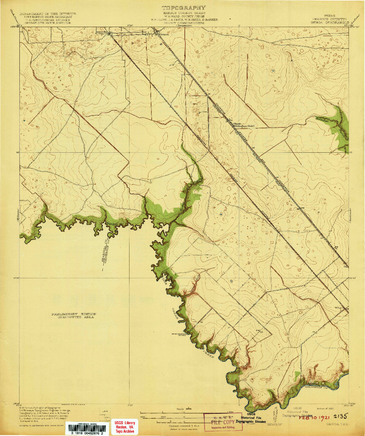 USGS 1:31680-SCALE QUADRANGLE FOR GENOA, TX 1920