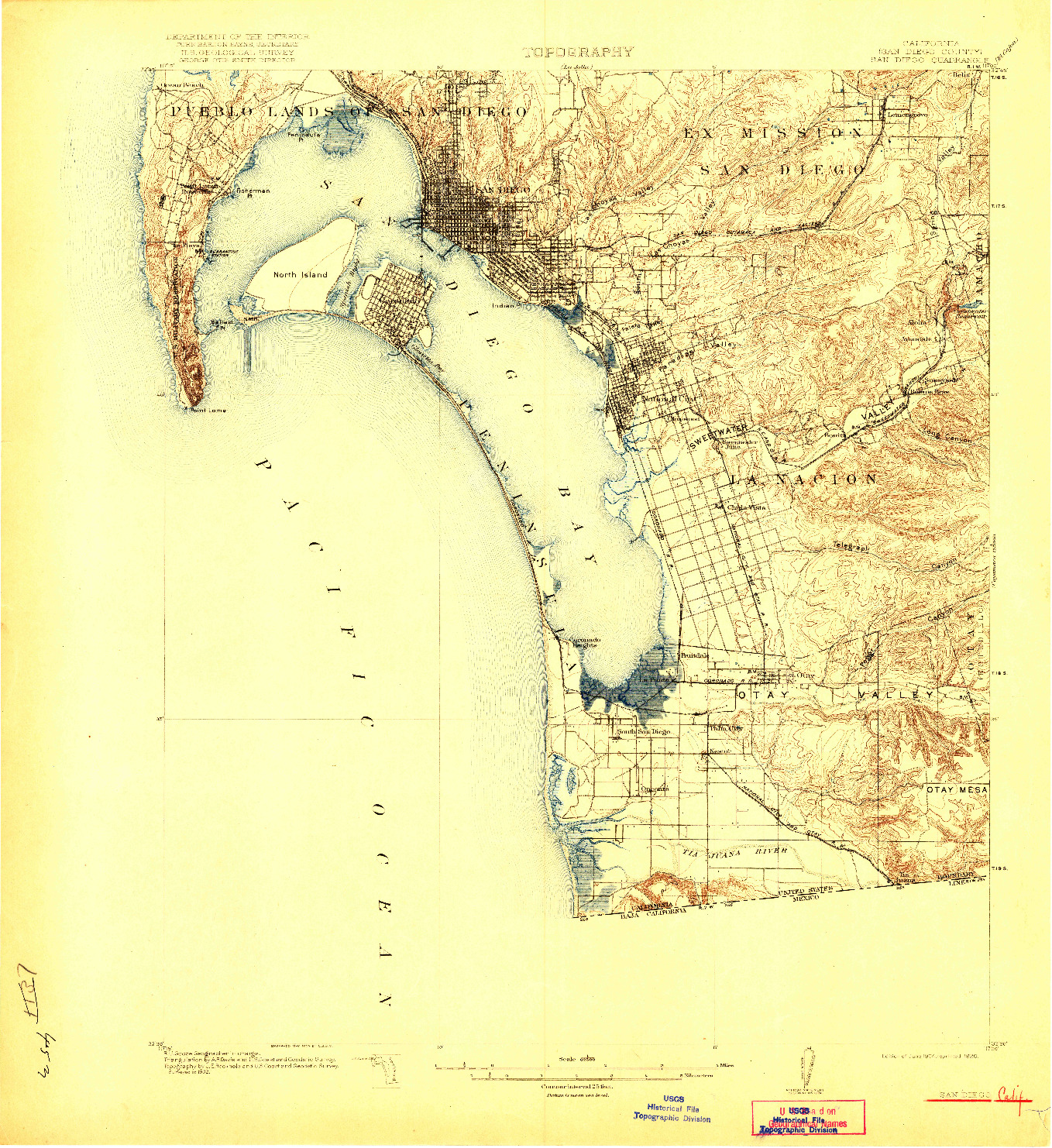 USGS 1:62500-SCALE QUADRANGLE FOR SAN DIEGO, CA 1904