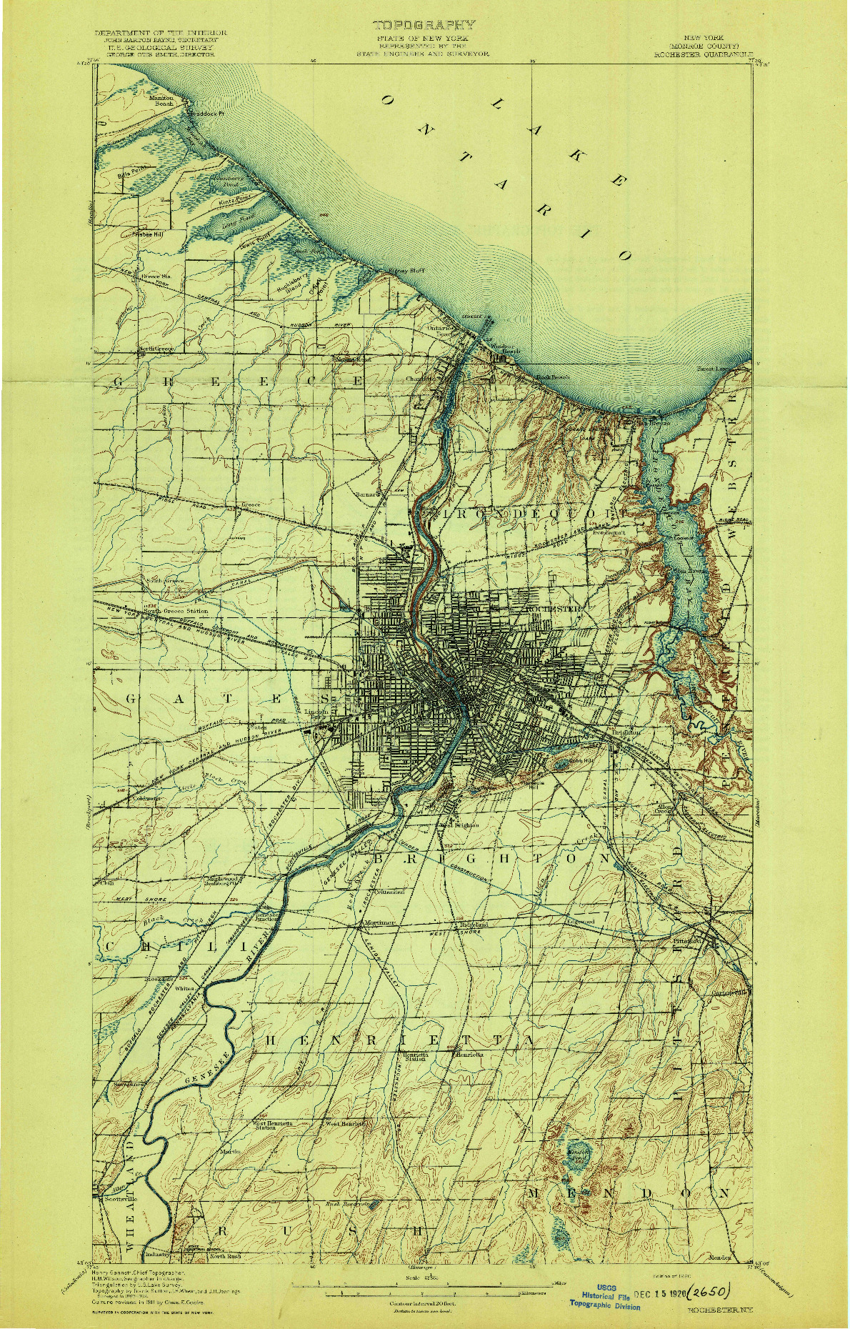 USGS 1:62500-SCALE QUADRANGLE FOR ROCHESTER, NY 1920