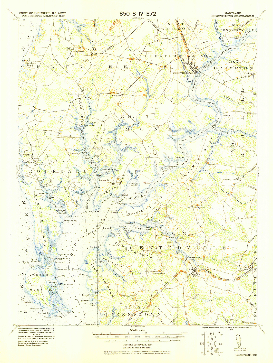 USGS 1:62500-SCALE QUADRANGLE FOR CHESTERTOWN, MD 1920