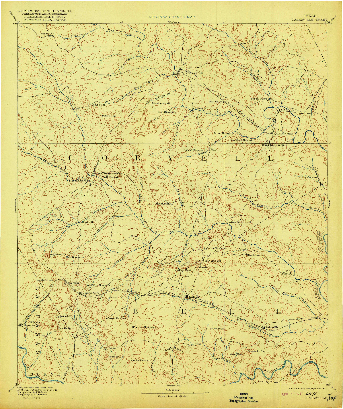 USGS 1:125000-SCALE QUADRANGLE FOR GATESVILLE, TX 1894