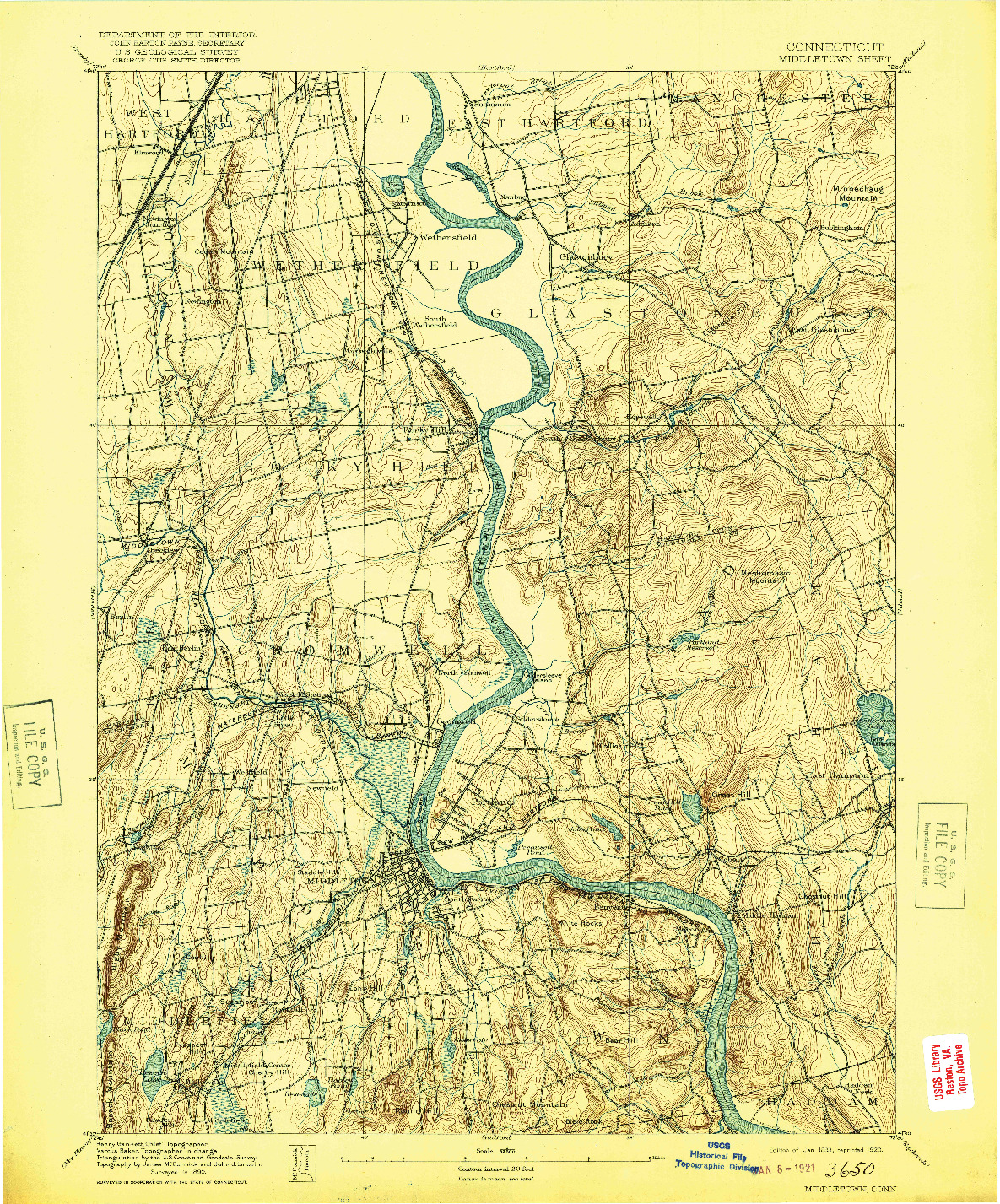 USGS 1:62500-SCALE QUADRANGLE FOR MIDDLETOWN, CT 1893