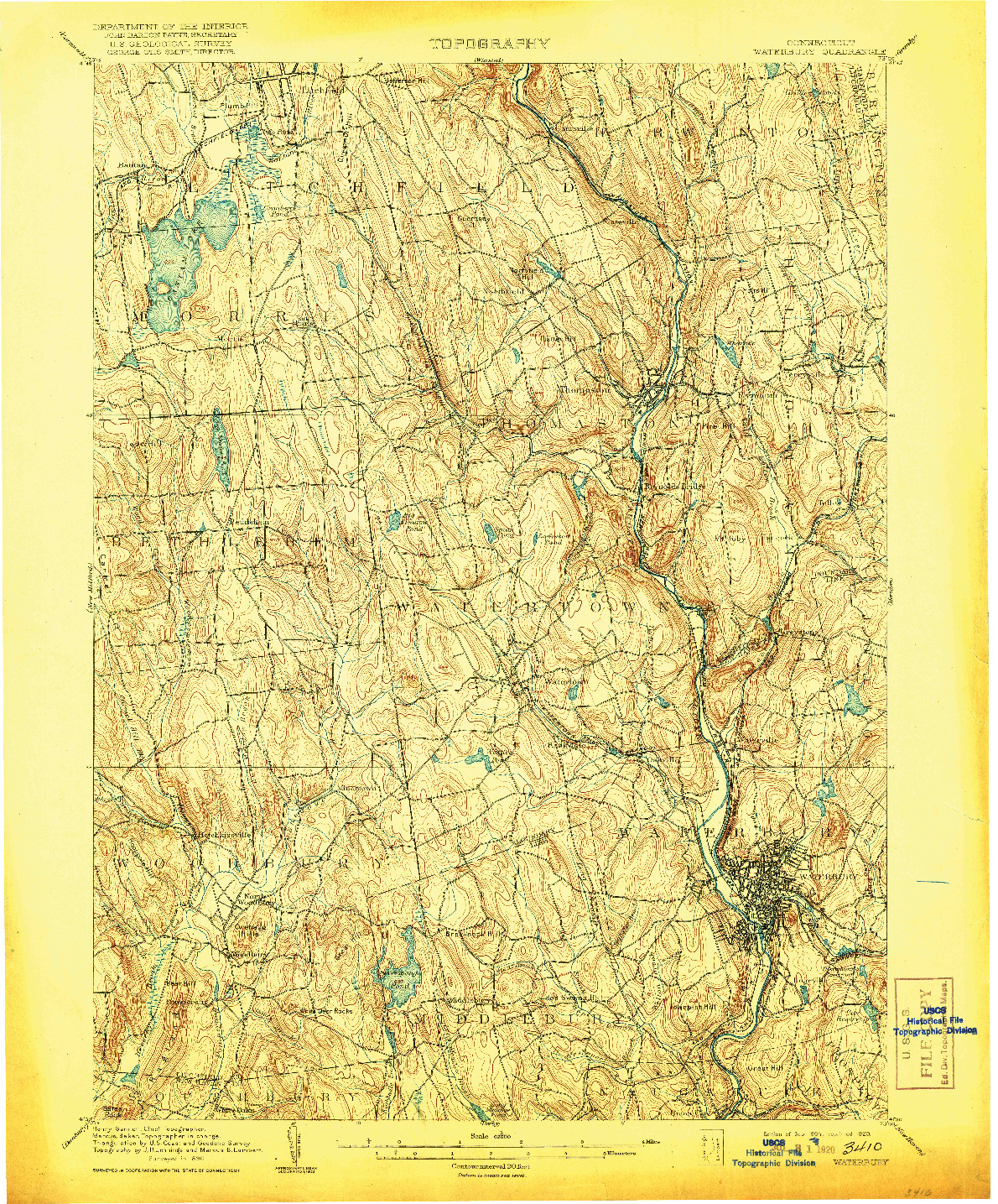 USGS 1:62500-SCALE QUADRANGLE FOR WATERBURY, CT 1904