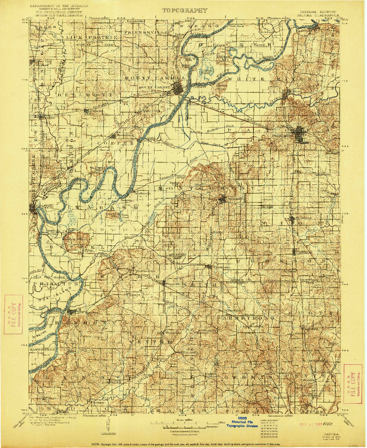 USGS 1:125000-SCALE QUADRANGLE FOR PATOKA, IN 1903