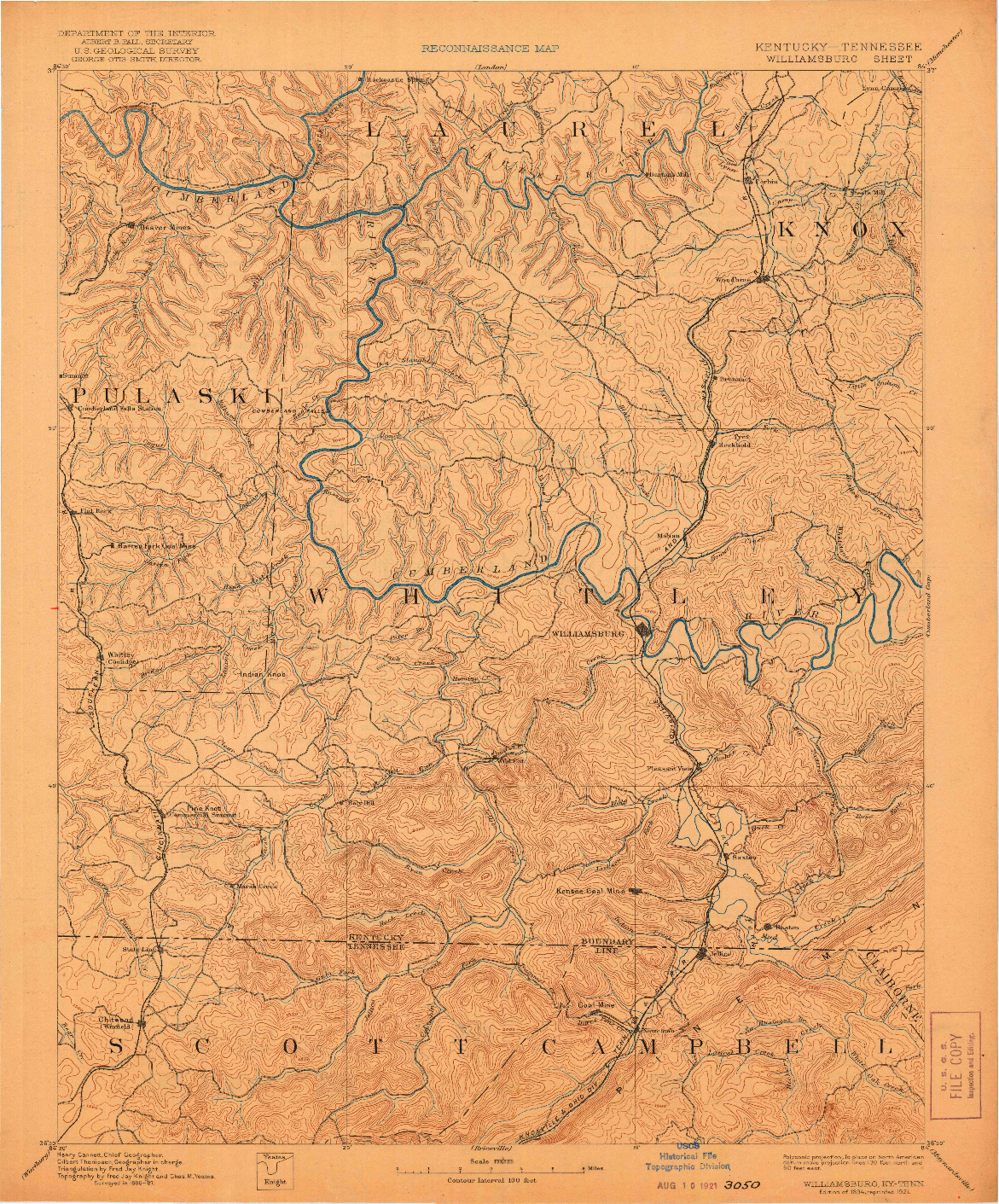 USGS 1:125000-SCALE QUADRANGLE FOR WILLIAMSBURG, KY 1894
