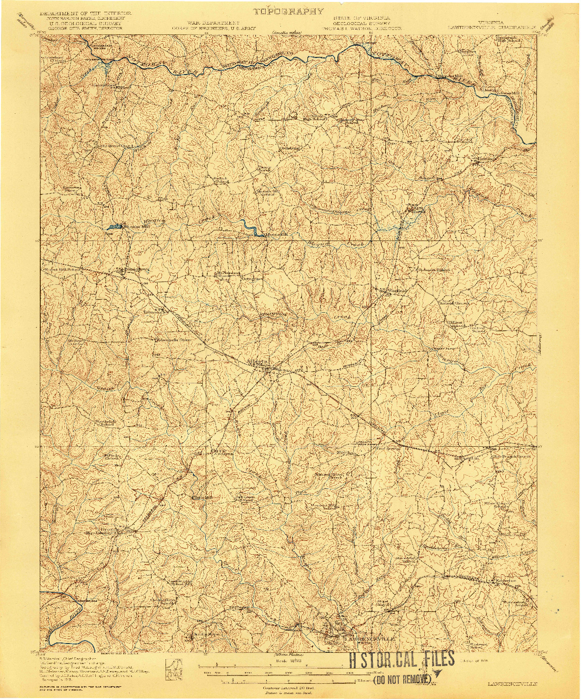 USGS 1:62500-SCALE QUADRANGLE FOR LAWRENCEVILLE, VA 1921