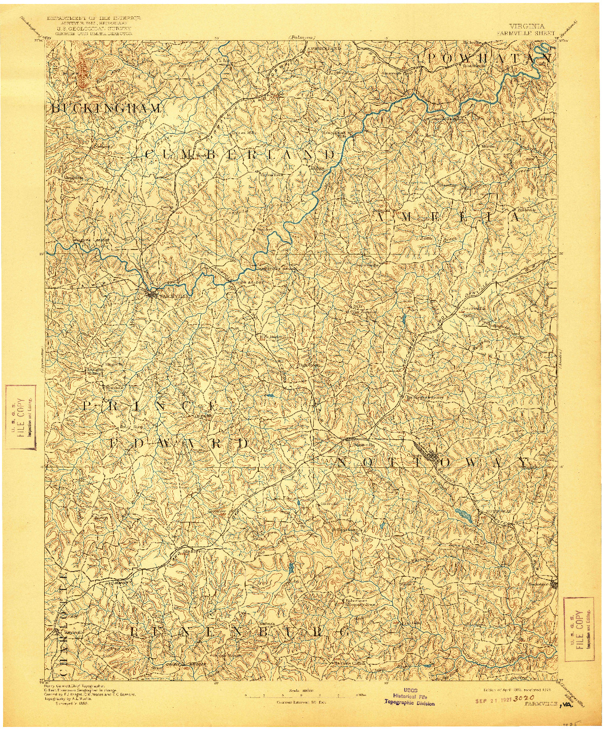 USGS 1:125000-SCALE QUADRANGLE FOR FARMVILLE, VA 1893