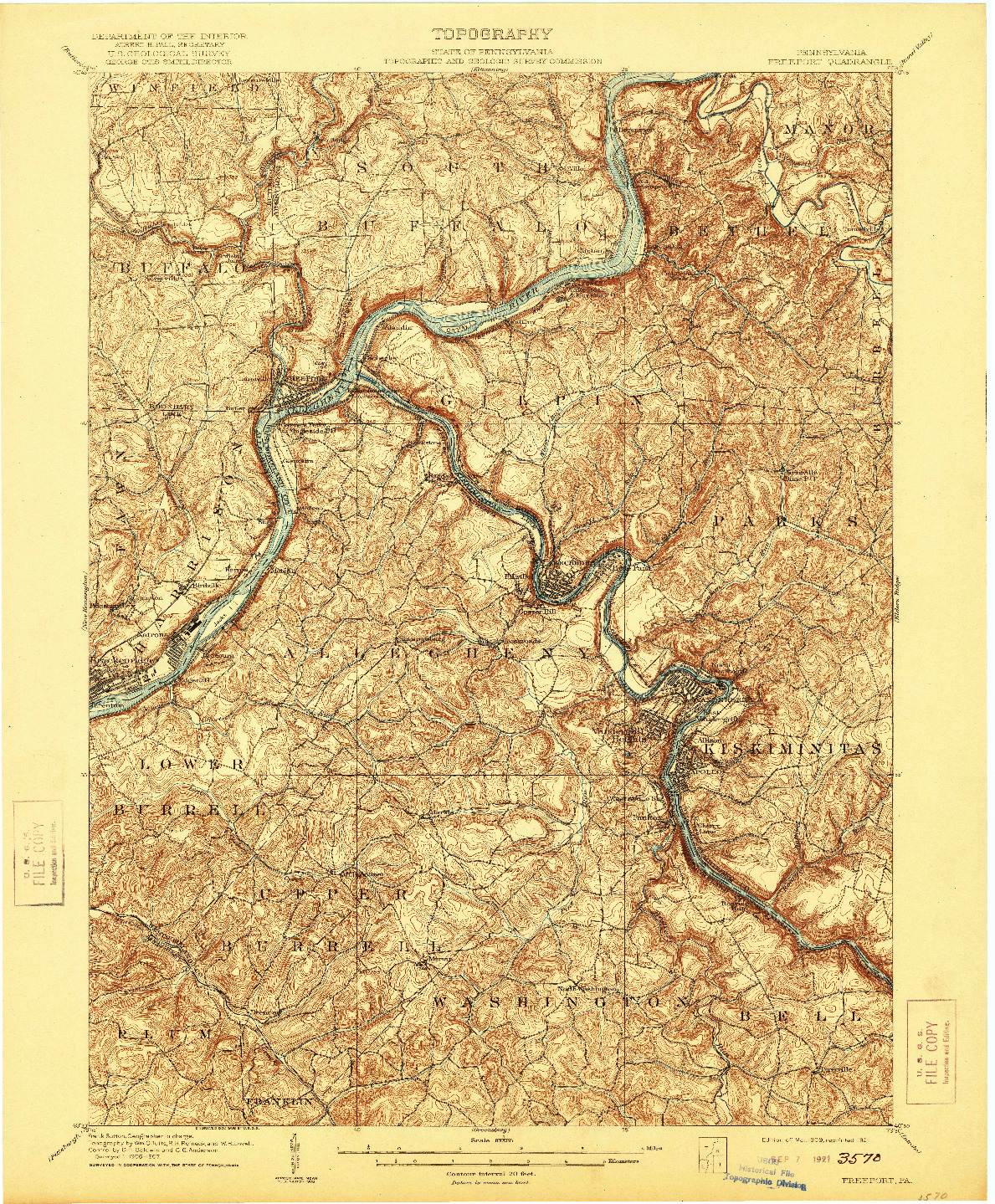 USGS 1:62500-SCALE QUADRANGLE FOR FREEPORT, PA 1909