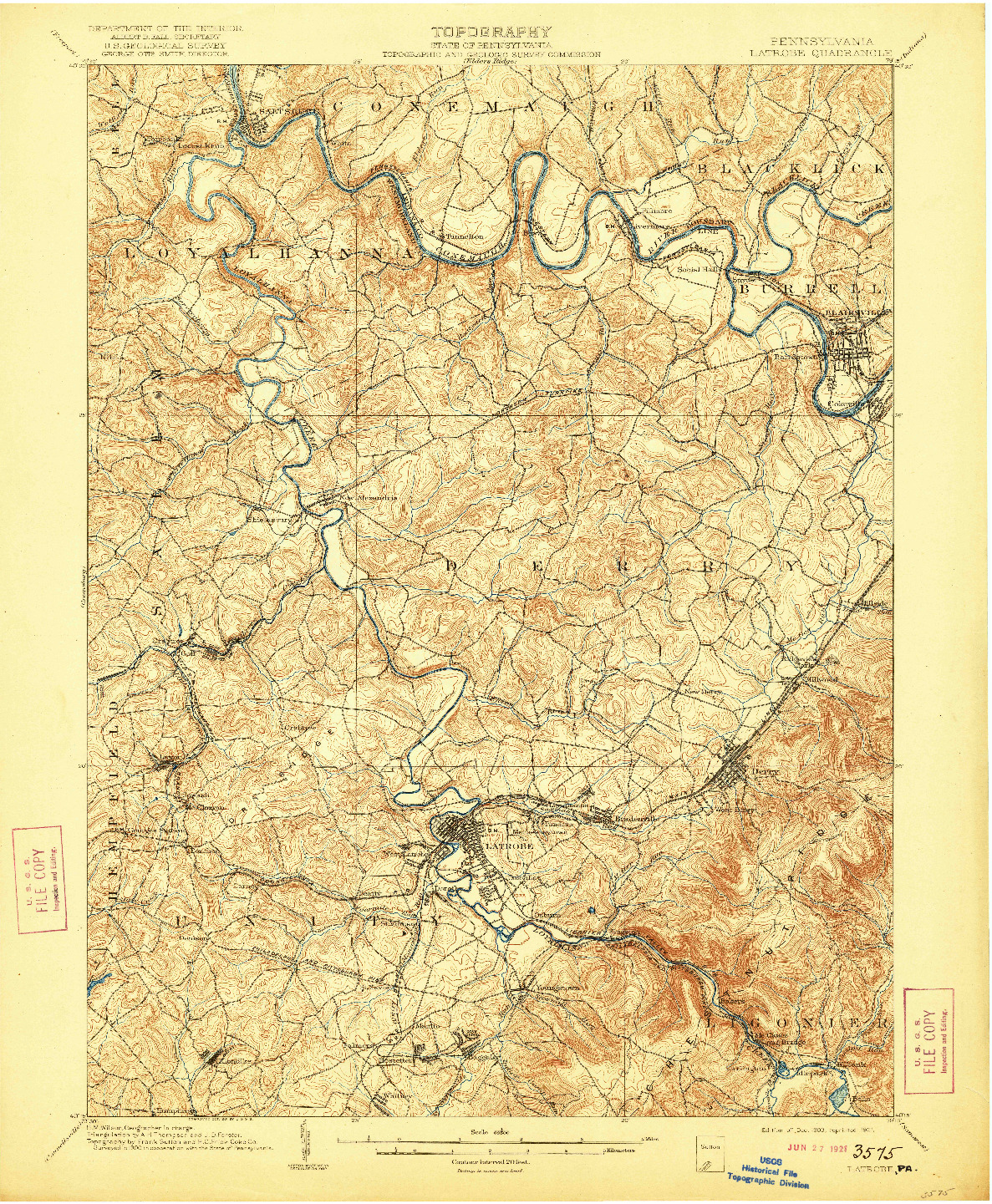 USGS 1:62500-SCALE QUADRANGLE FOR LATROBE, PA 1903