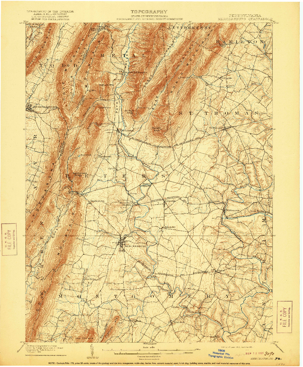 USGS 1:62500-SCALE QUADRANGLE FOR MERCERSBURG, PA 1902