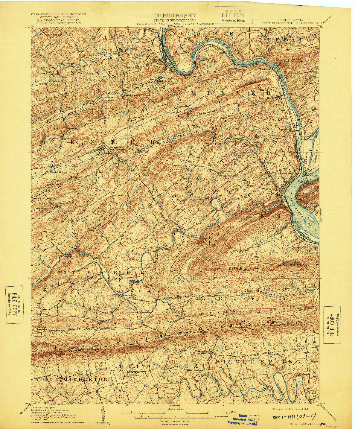 USGS 1:62500-SCALE QUADRANGLE FOR NEW BLOOMFIELD, PA 1907