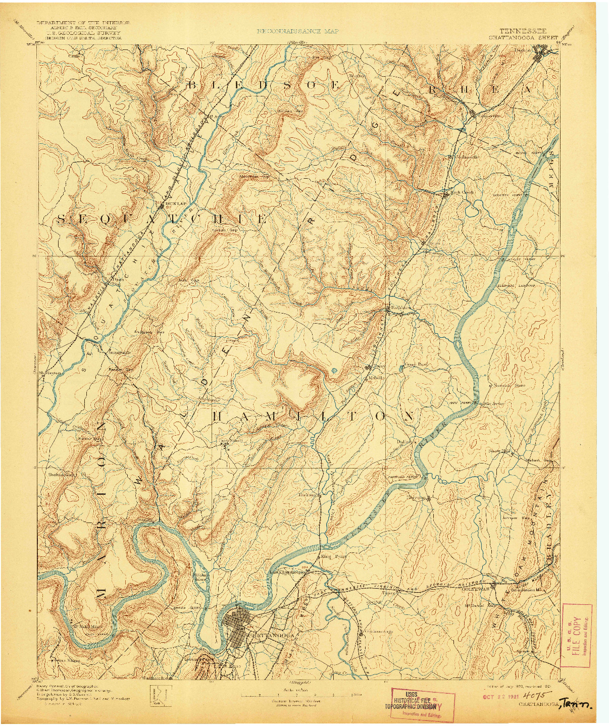 USGS 1:125000-SCALE QUADRANGLE FOR CHATTANOOGA, TN 1893