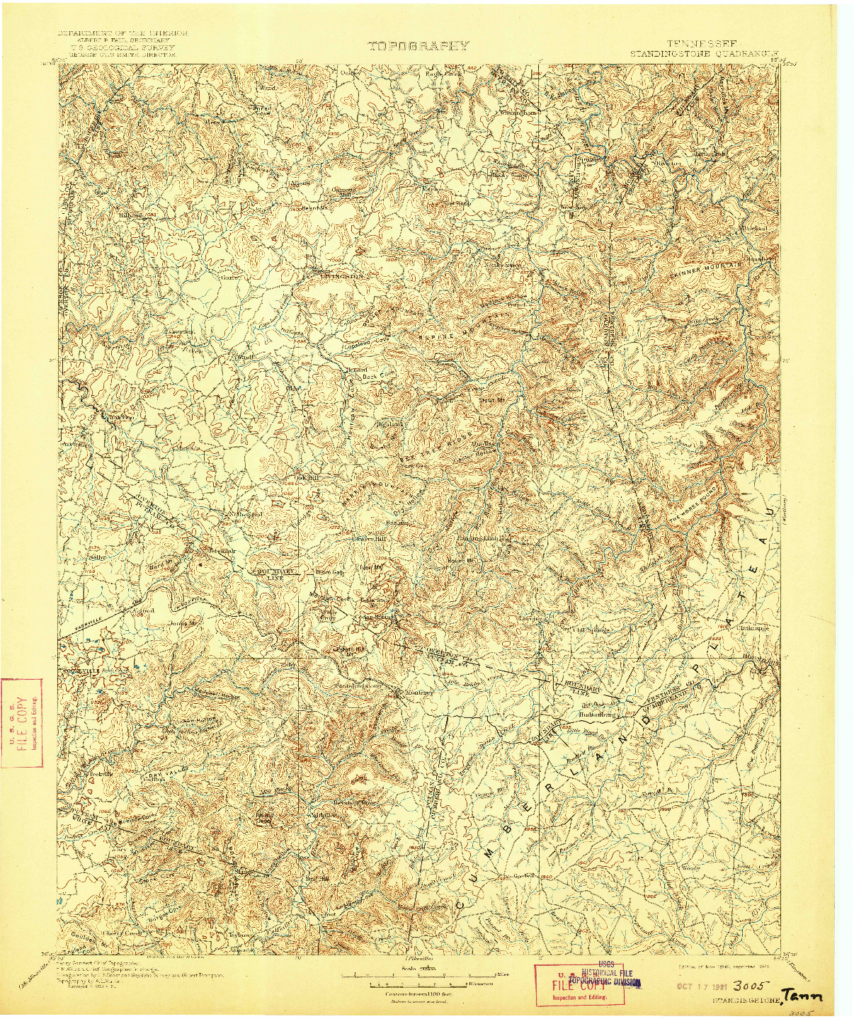 USGS 1:125000-SCALE QUADRANGLE FOR STANDINGSTONE, TN 1898