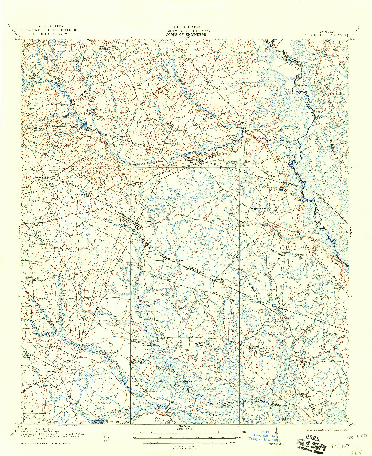 USGS 1:62500-SCALE QUADRANGLE FOR BROOKLET, GA 1921