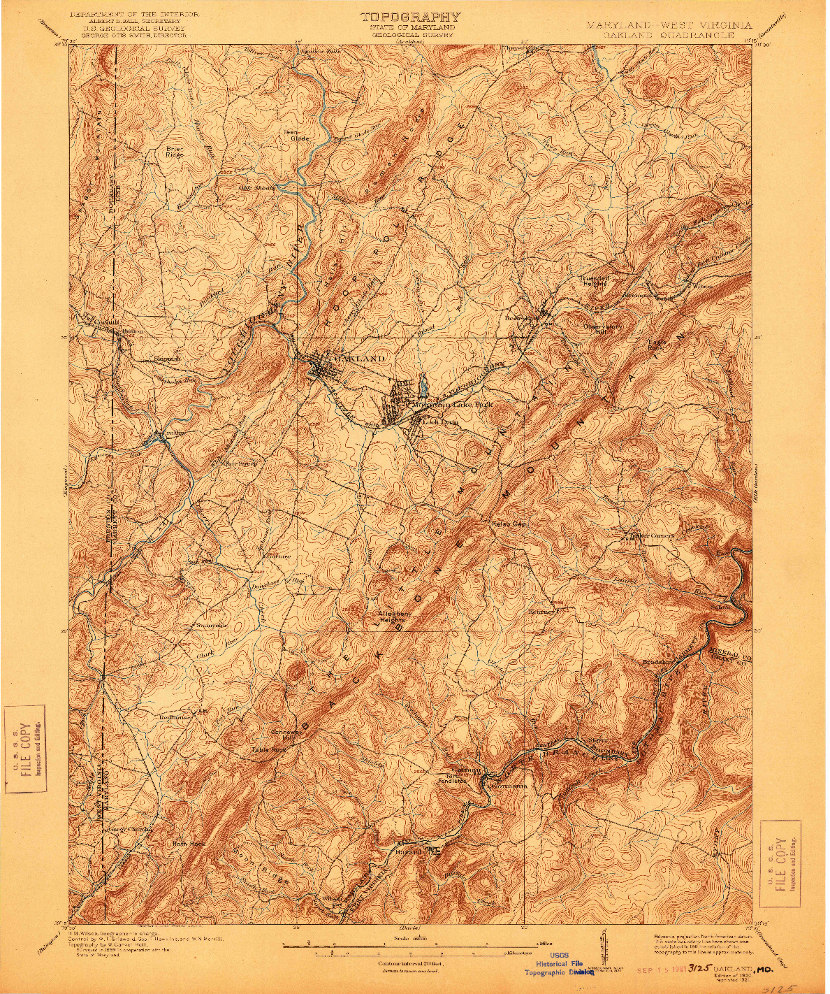 USGS 1:62500-SCALE QUADRANGLE FOR OAKLAND, MD 1900