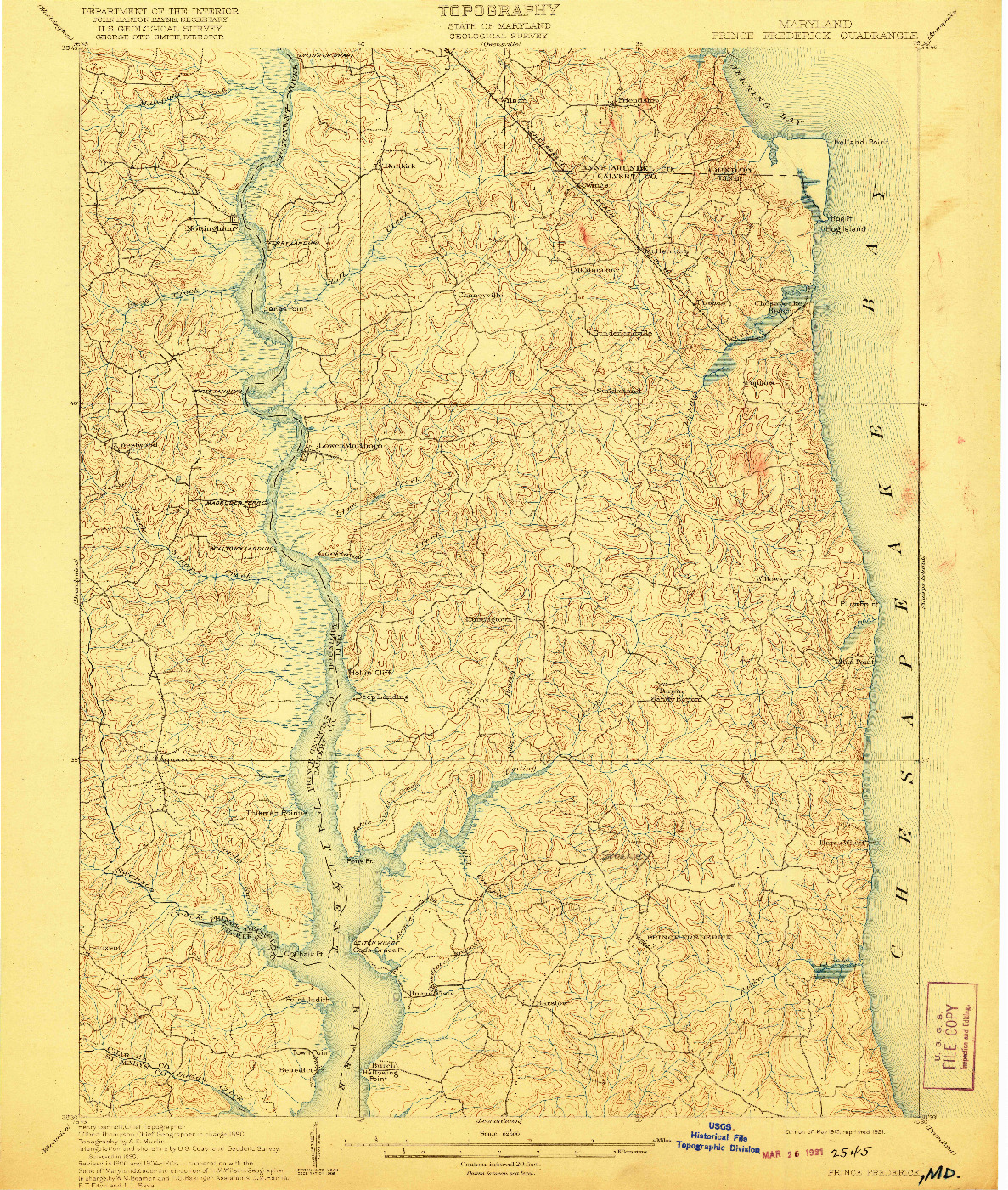 USGS 1:62500-SCALE QUADRANGLE FOR PRINCE FREDERICK, MD 1910