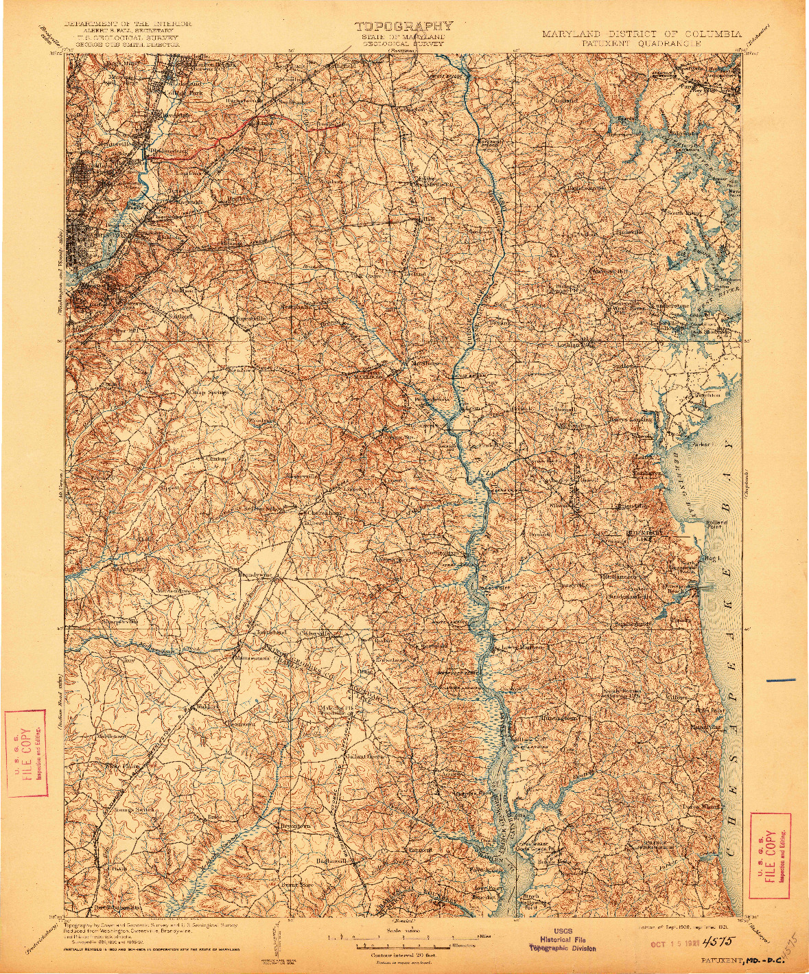 USGS 1:125000-SCALE QUADRANGLE FOR PATUXENT, MD 1906