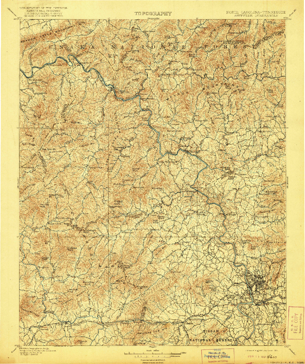 USGS 1:125000-SCALE QUADRANGLE FOR ASHEVILLE, NC 1901