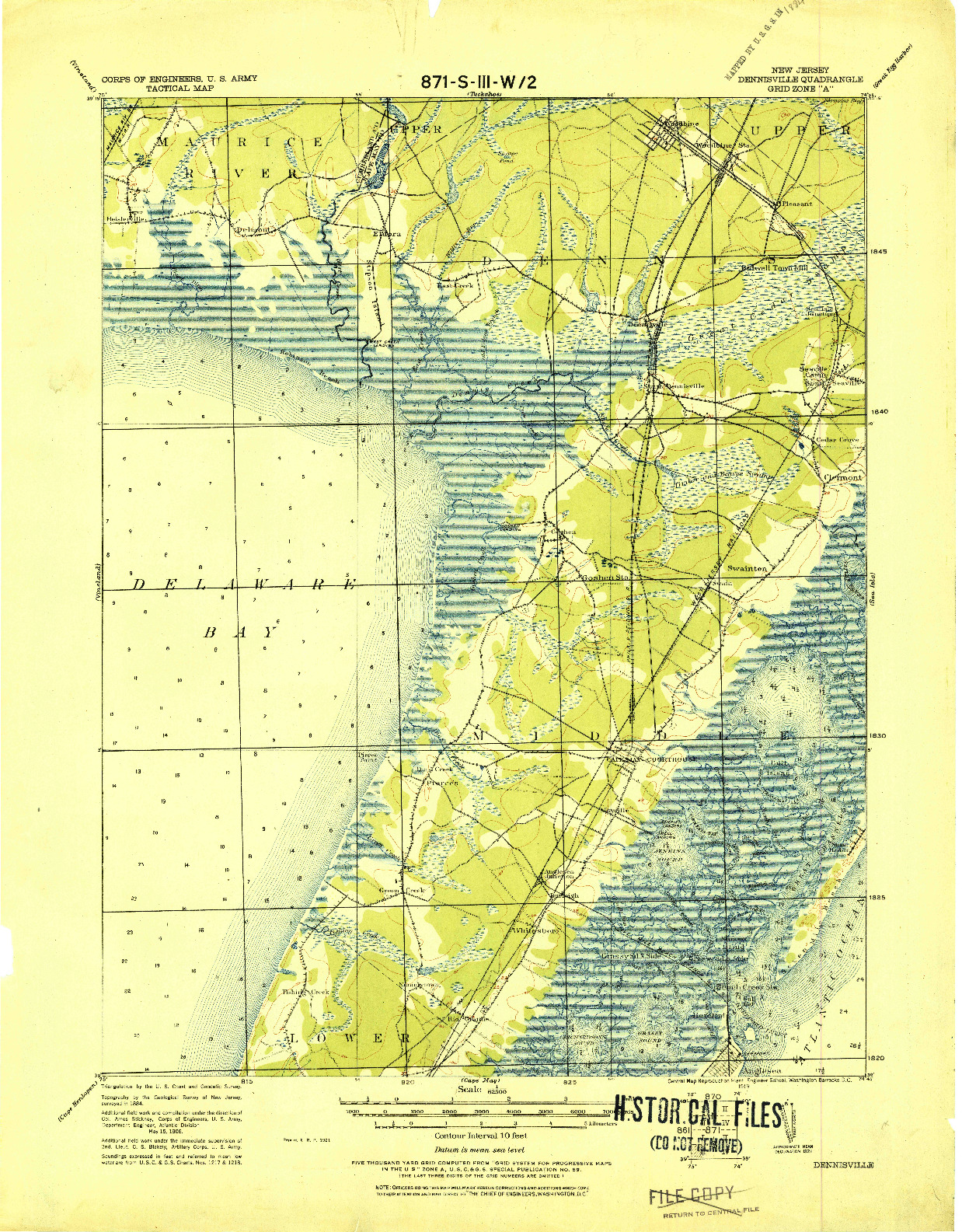 USGS 1:62500-SCALE QUADRANGLE FOR DENNISVILLE, NJ 1919