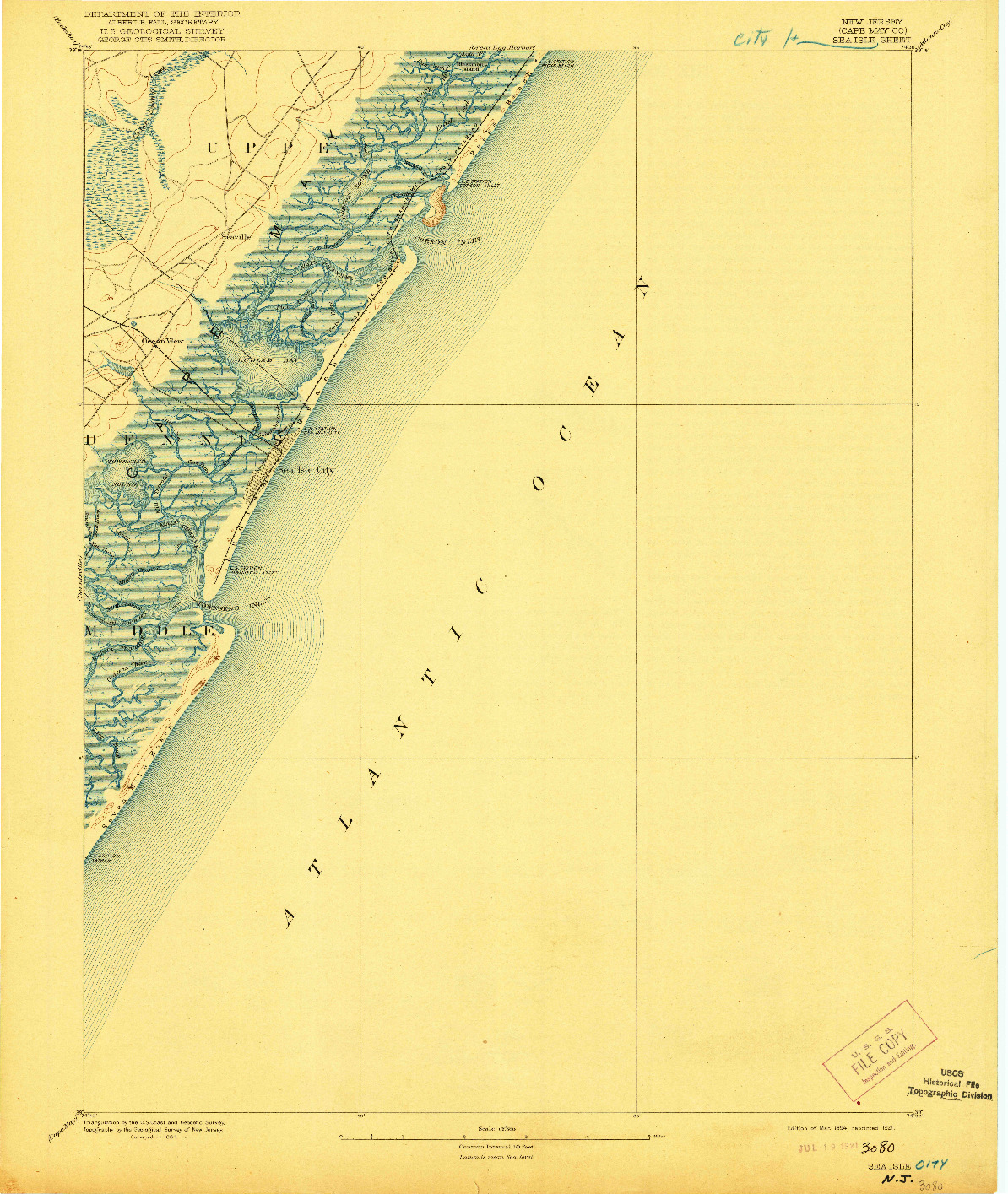 USGS 1:62500-SCALE QUADRANGLE FOR SEA ISLE, NJ 1894