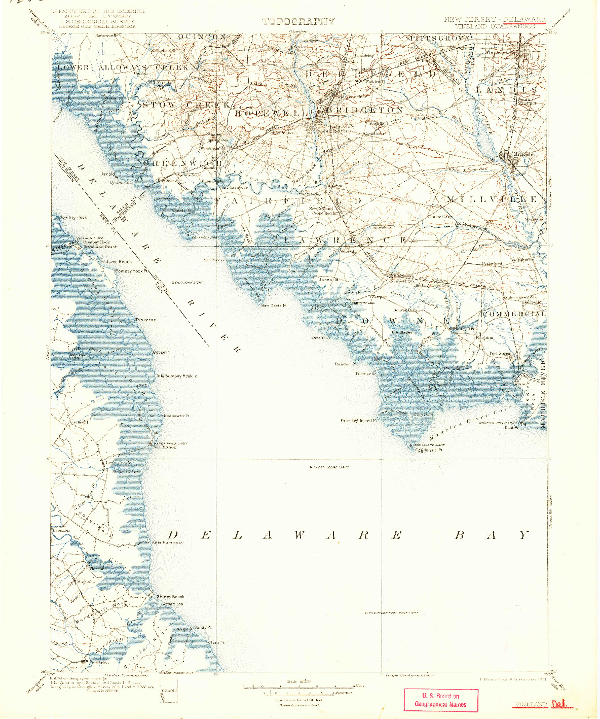 USGS 1:125000-SCALE QUADRANGLE FOR VINELAND, NJ 1899