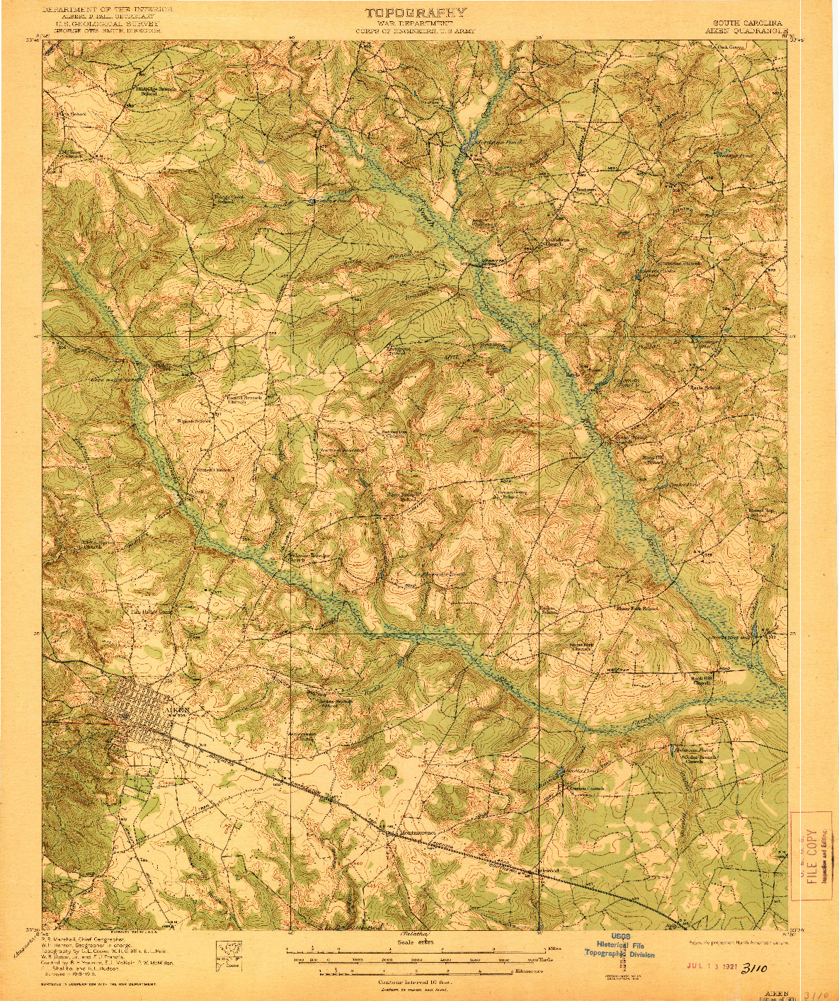 USGS 1:62500-SCALE QUADRANGLE FOR AIKEN, SC 1921