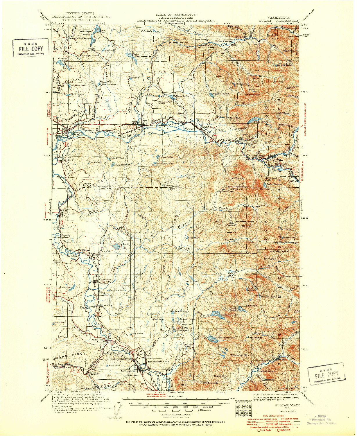 USGS 1:125000-SCALE QUADRANGLE FOR SULTAN, WA 1921