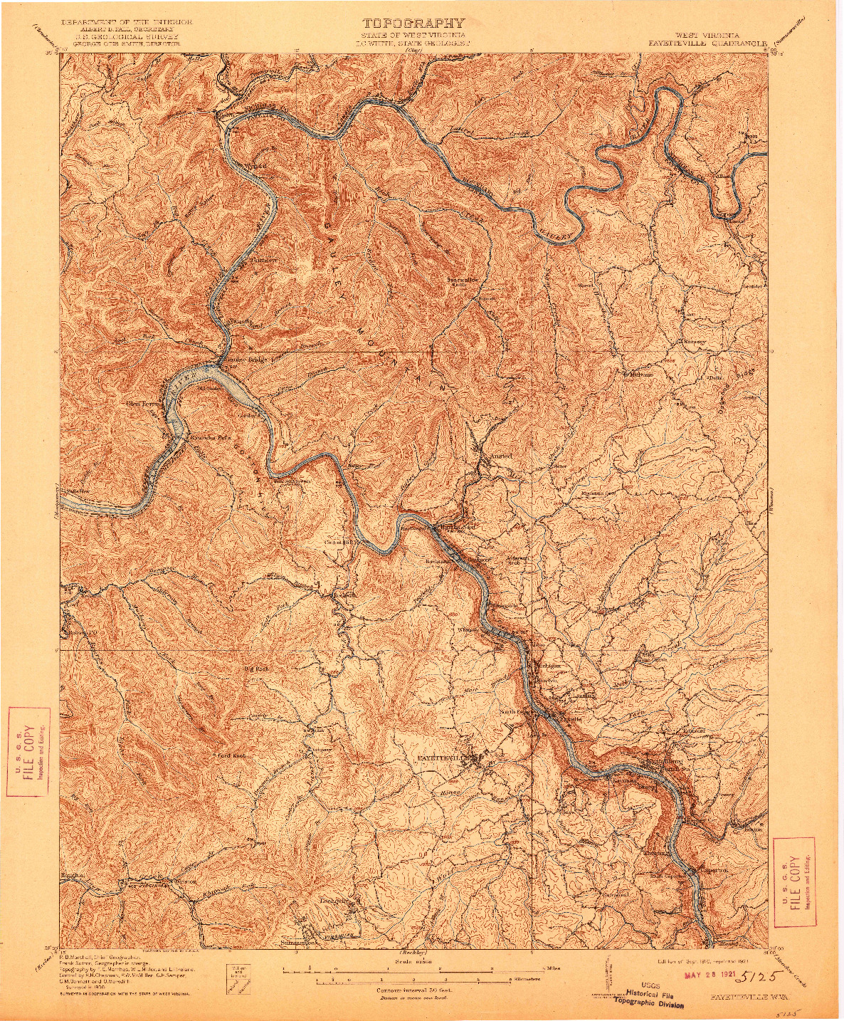 USGS 1:62500-SCALE QUADRANGLE FOR FAYETTEVILLE, WV 1910