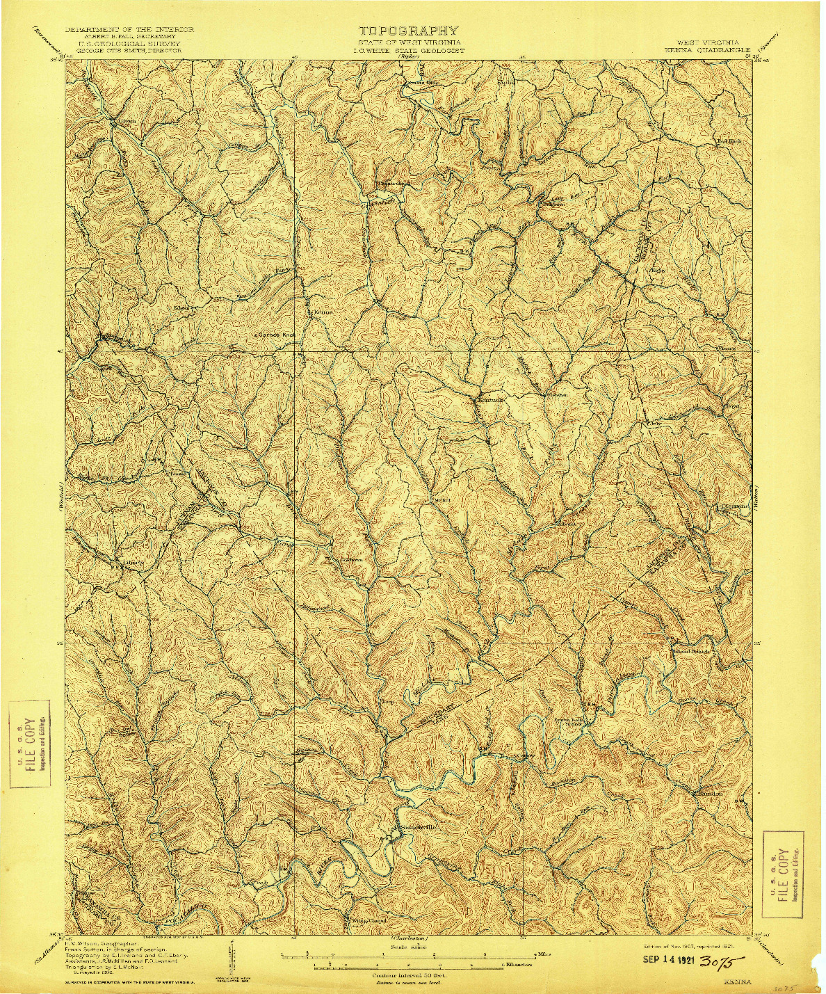 USGS 1:62500-SCALE QUADRANGLE FOR KENNA, WV 1907