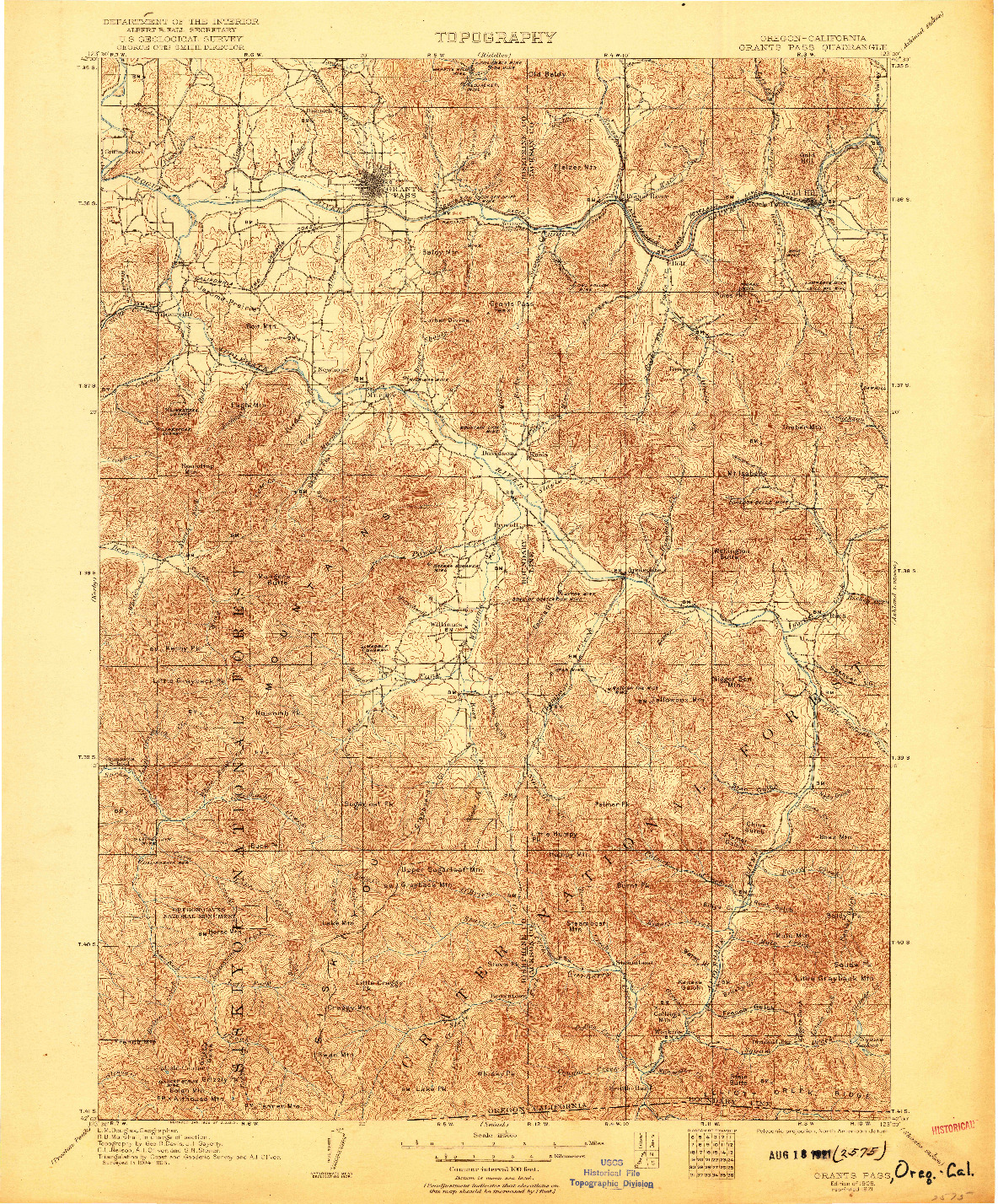 USGS 1:125000-SCALE QUADRANGLE FOR GRANTS PASS, OR 1908