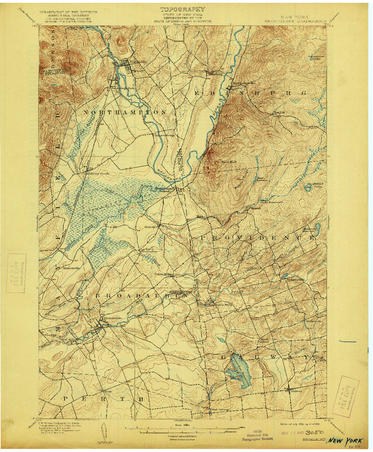 USGS 1:62500-SCALE QUADRANGLE FOR BROADALBIN, NY 1902