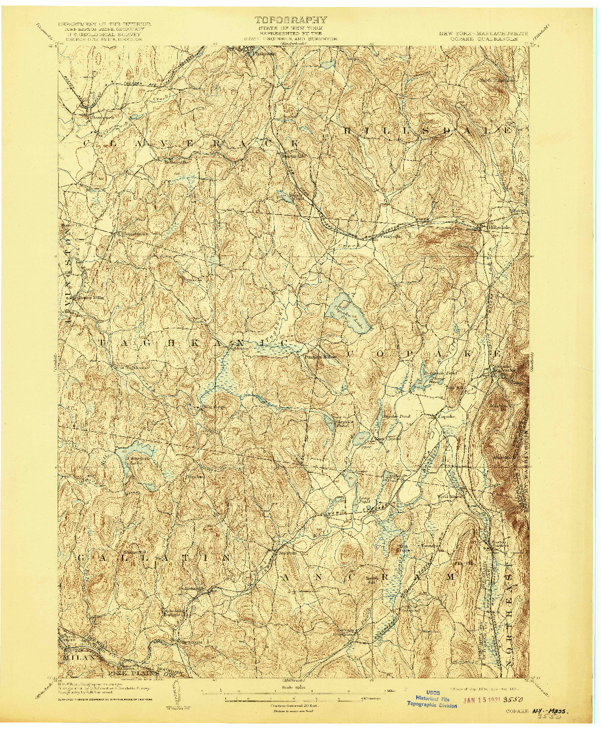 USGS 1:62500-SCALE QUADRANGLE FOR COPAKE, NY 1904