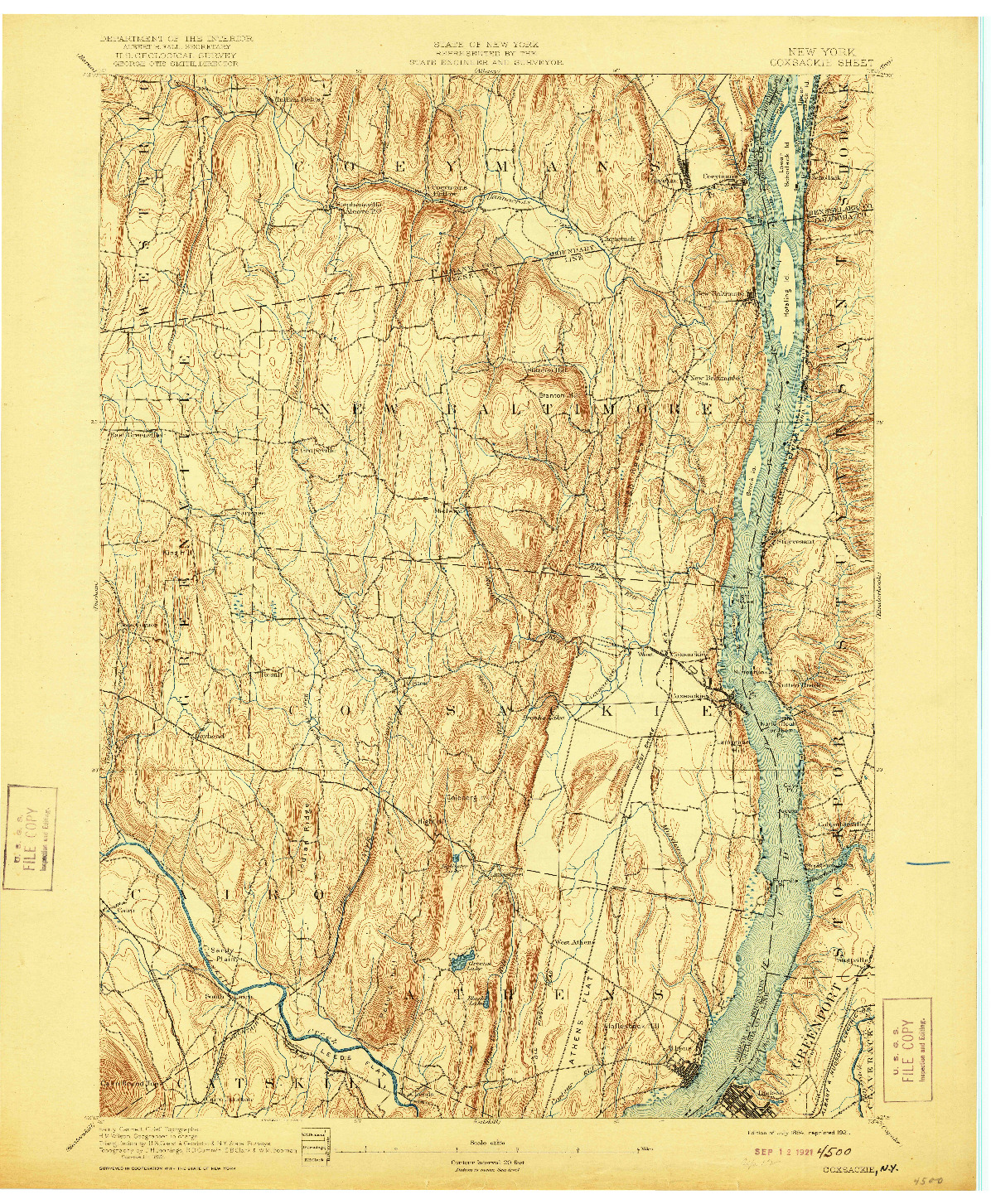 USGS 1:62500-SCALE QUADRANGLE FOR COXSACKIE, NY 1894