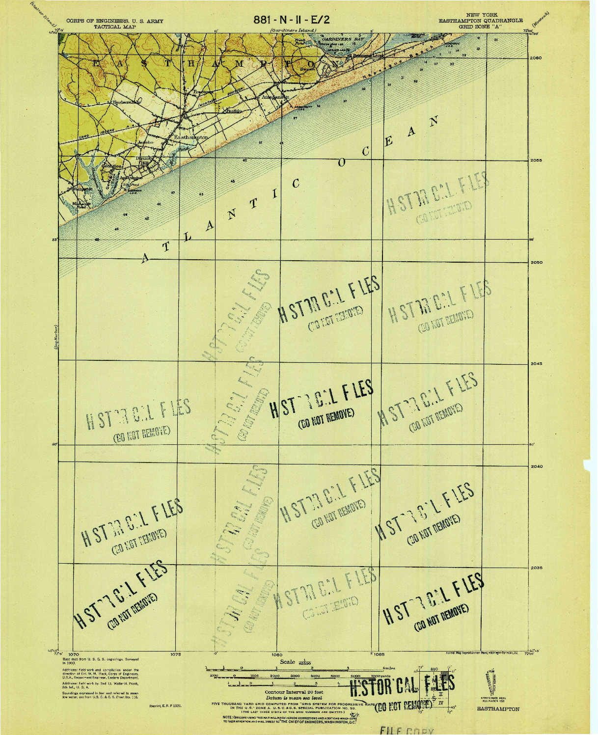 USGS 1:62500-SCALE QUADRANGLE FOR EASTHAMPTON, NY 1921