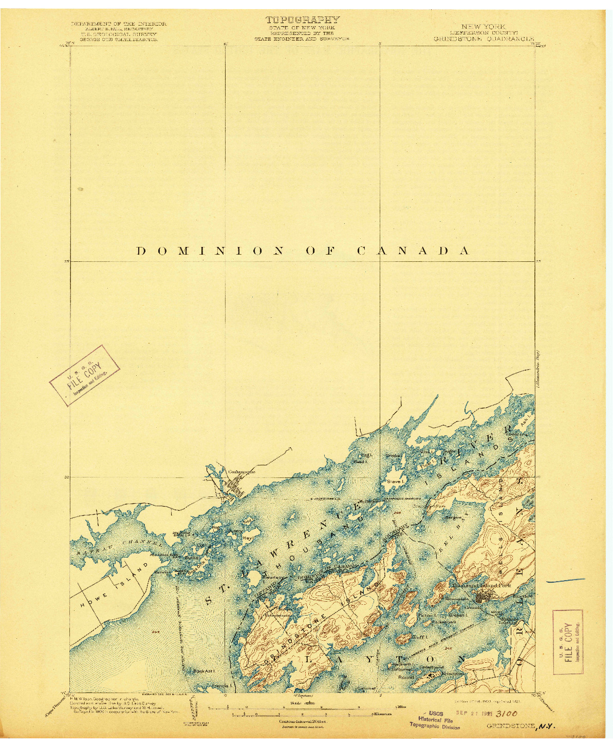 USGS 1:62500-SCALE QUADRANGLE FOR GRINDSTONE, NY 1903