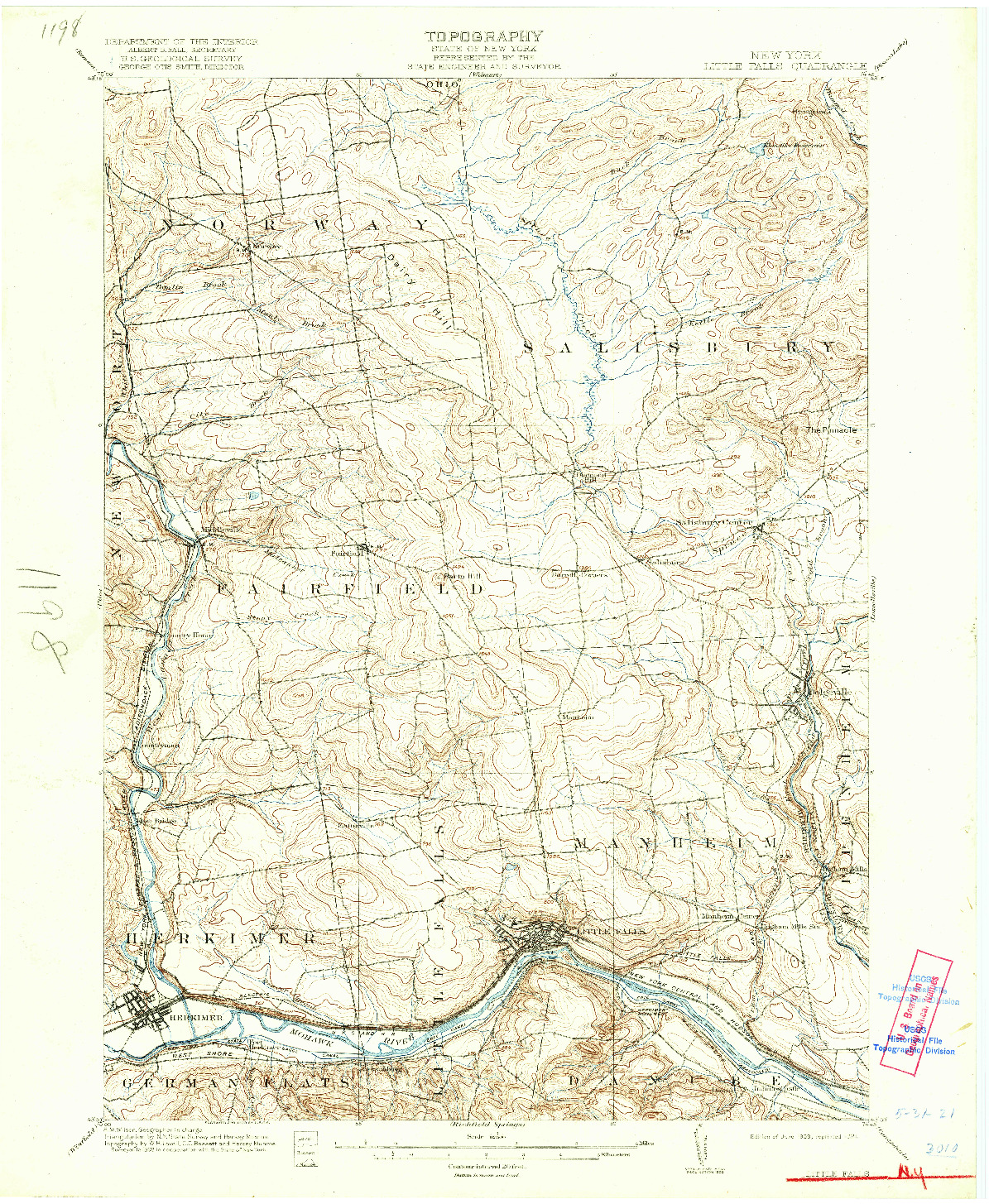 USGS 1:62500-SCALE QUADRANGLE FOR LITTLE FALLS, NY 1903