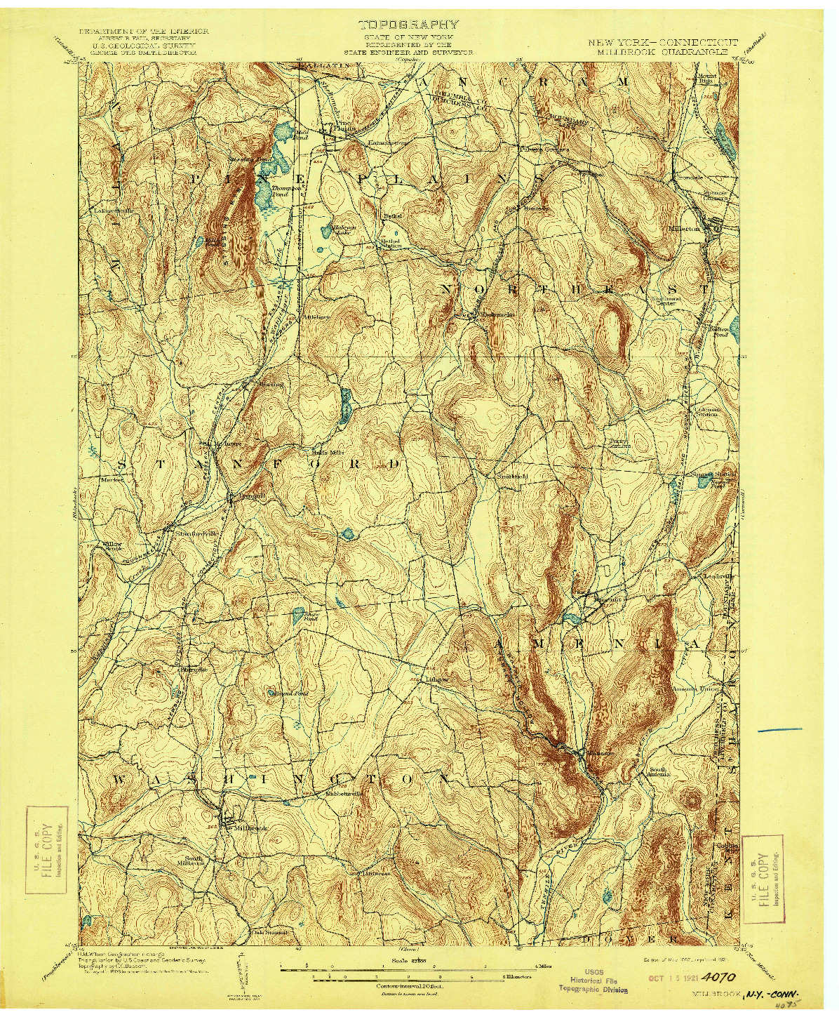 USGS 1:62500-SCALE QUADRANGLE FOR MILLBROOK, NY 1902