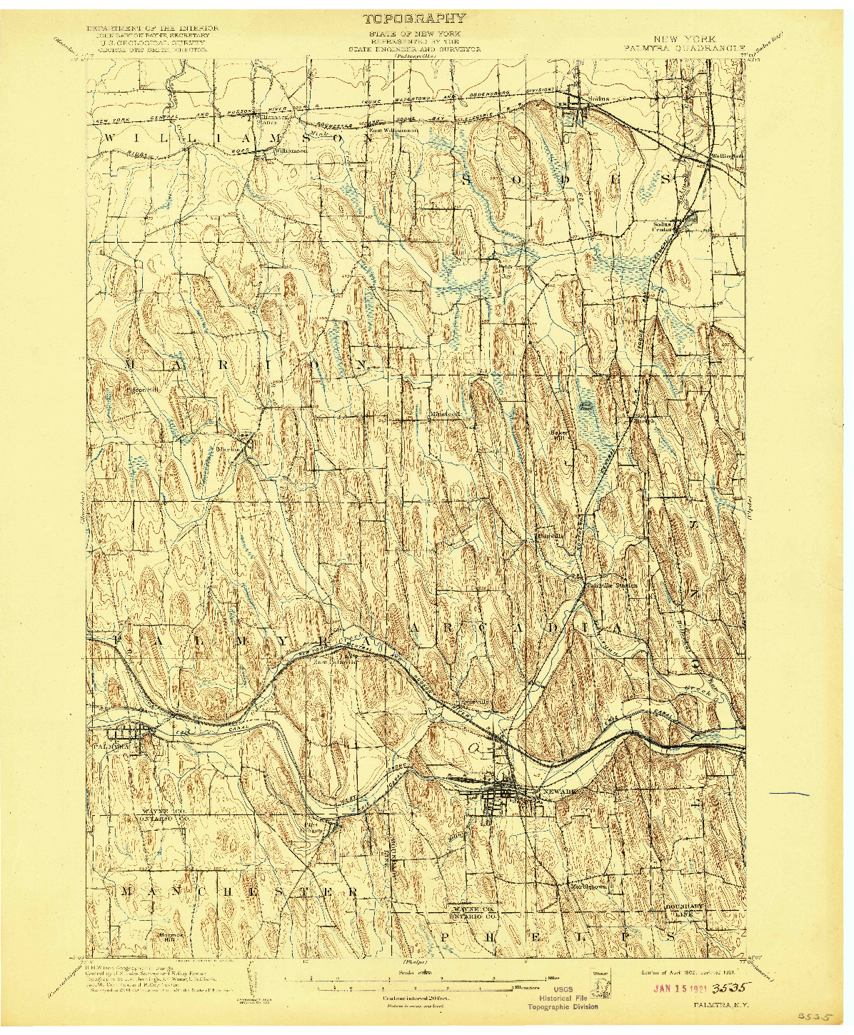 USGS 1:62500-SCALE QUADRANGLE FOR PALMYRA, NY 1902